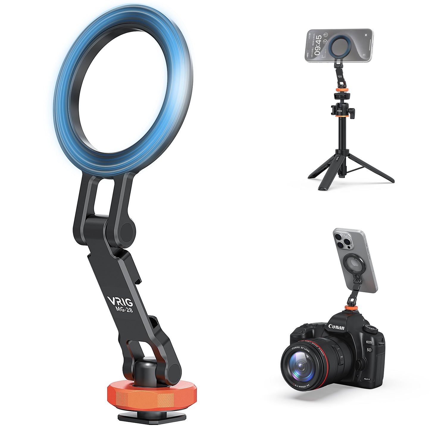 VRIG MG-28 Cold Shoe Phone Mount Holder, Tripod Mount for iPhone Magsafe Magnetic Hot Shoe Camera Adapter with 1/4" Screw Hole for Magsafe Tripod Mount for 16/15/14/13 Series