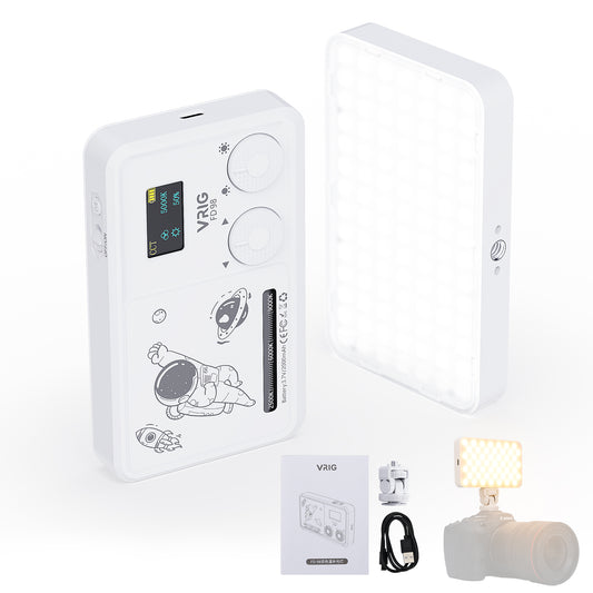 VRIG FD-98 LED on Camera Video Light Portable Camera Lights, 20 Light Scenes,98 LED Beads for Photography Video Lighting, Rechargeable 2000mAh CRI 95+ 2500-9000K w Cold Shoe