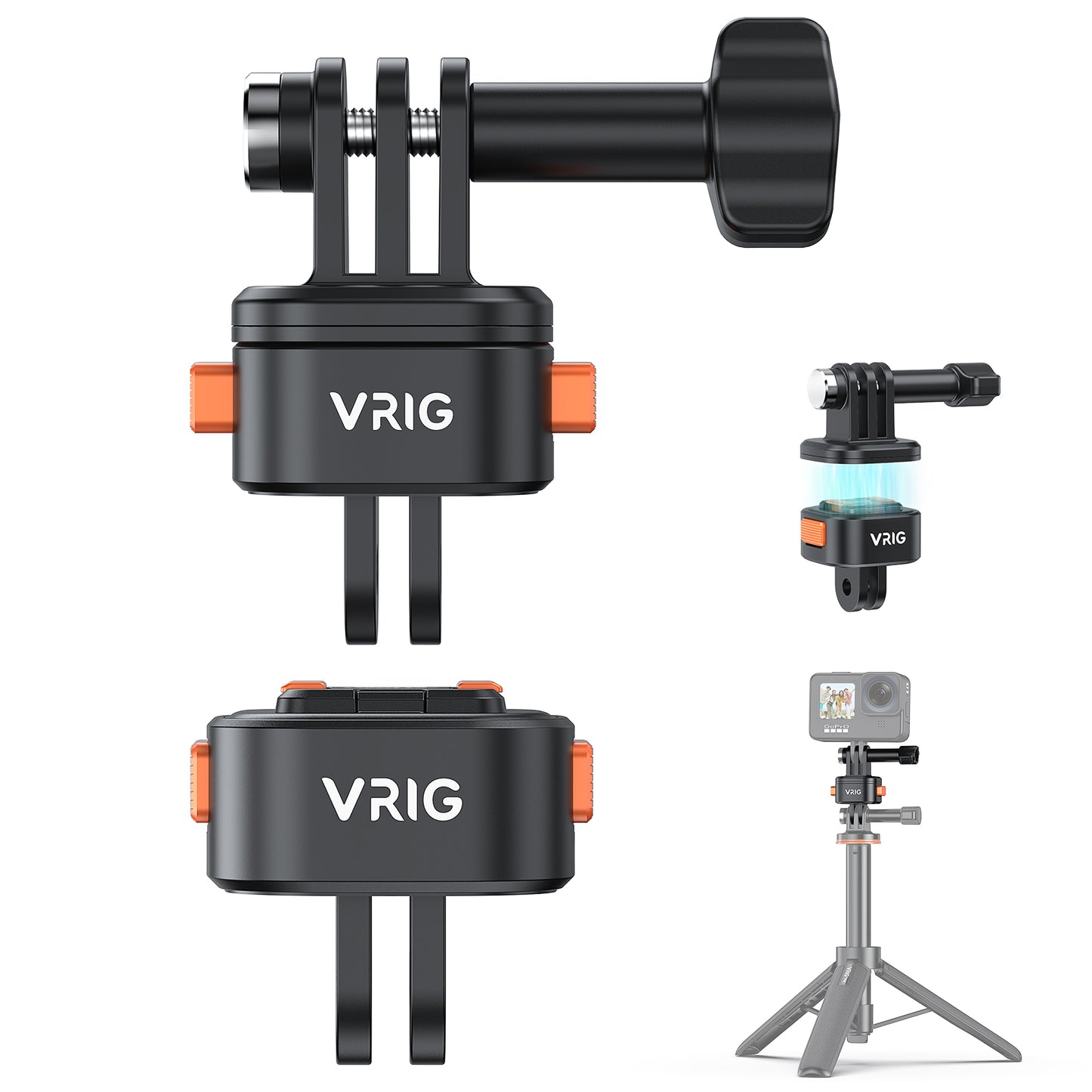 VRIG AC15 Tripod Mount Accessories for Gopro Hero -Claw Mini Basic Set Magnetic Quick Release Adapter for Tripod with Gopro 10 9 8 7 6 5 insta360