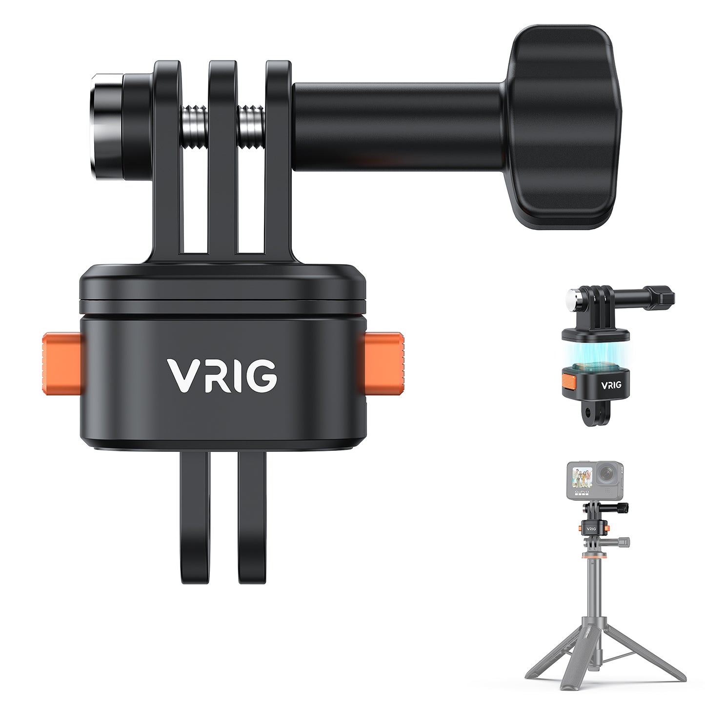 VRIG AC13 Quick Release Base Mount for GoPro, Magnetic Tripod Mount Adapter Compatible withGoPro Hero 13/12/11/10 Black, Akaso, Insta, DJI and More (Magnetic Accessories)