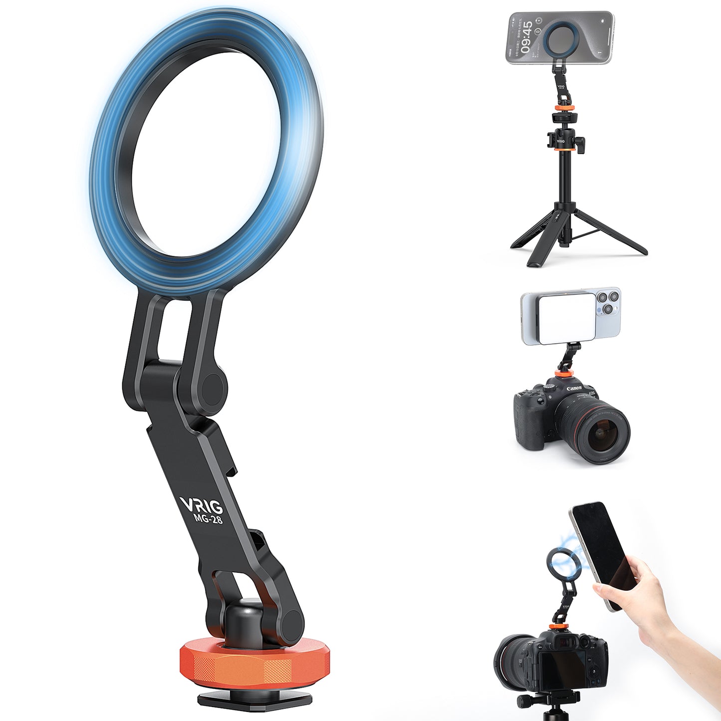 VRIG MG-28 Cold Shoe Phone Mount Holder, Tripod Mount for iPhone Magsafe Magnetic Hot Shoe Camera Adapter with 1/4" Screw Hole for Magsafe Tripod Mount for 16/15/14/13 Series