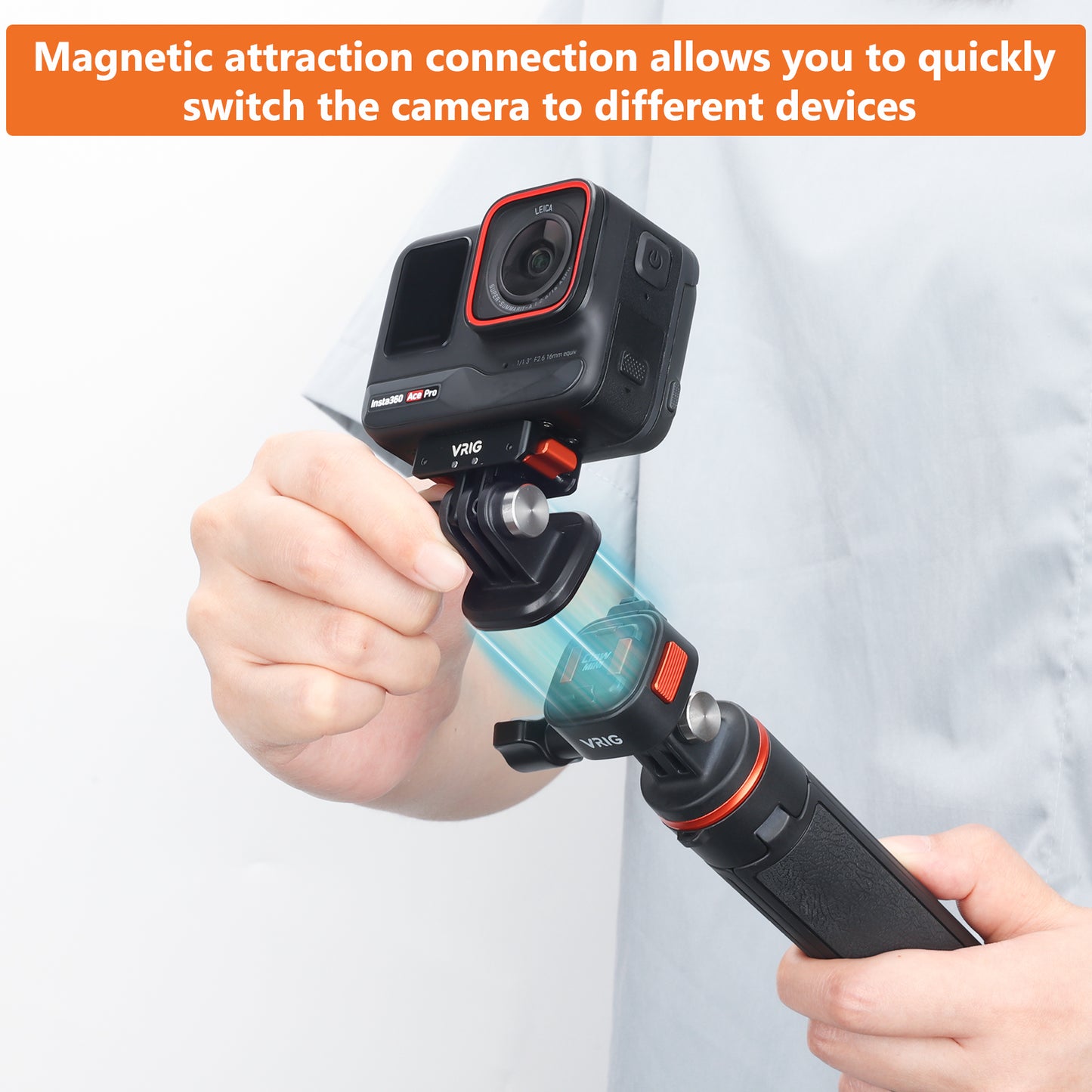 VRIG AC13 Quick Release Base Mount for GoPro, Magnetic Tripod Mount Adapter Compatible withGoPro Hero 13/12/11/10 Black, Akaso, Insta, DJI and More (Magnetic Accessories)