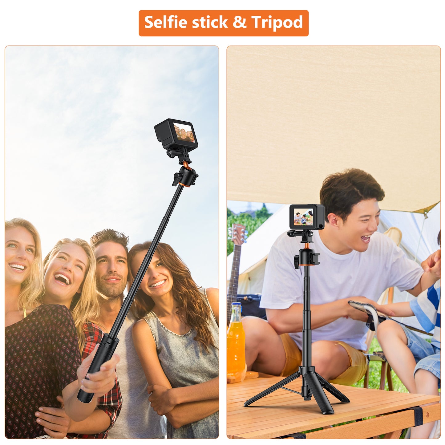 VRIG TP-08S Extension Mini Tripod for Action Camera,360° Ball Head,with Cold Shoe Mount