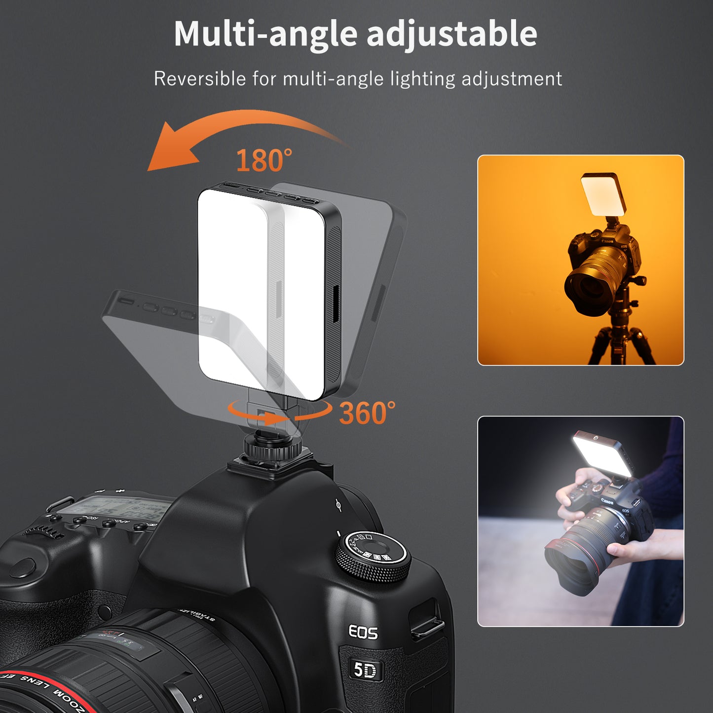 VRIG FD-128 Selfie Light Cell Phone, 128LED Rechargeable Cold Boat Clip1/4 Screw Holes, 3000K–6500K 3 Light Modes, Portable Photo Light for Cell Phone/Laptop/Tablet Black