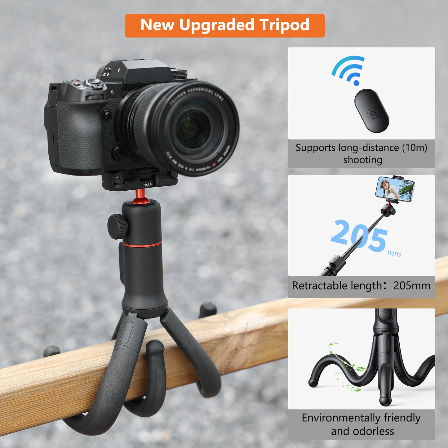 VRIG tp-22 Flexible Tripod with Remote, Camera Tripod Stand with Hidden Phone Holder