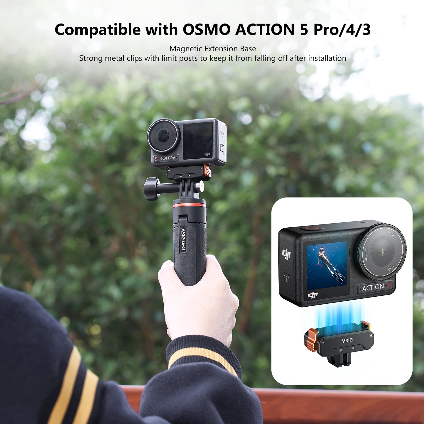 VRIG AC-31 Aluminum Quick Release Mount for DJI OSMO Action 5 Pro/4/3 Magnetic Adapter Mount with 1/4''Screws for DJI Action Accessories