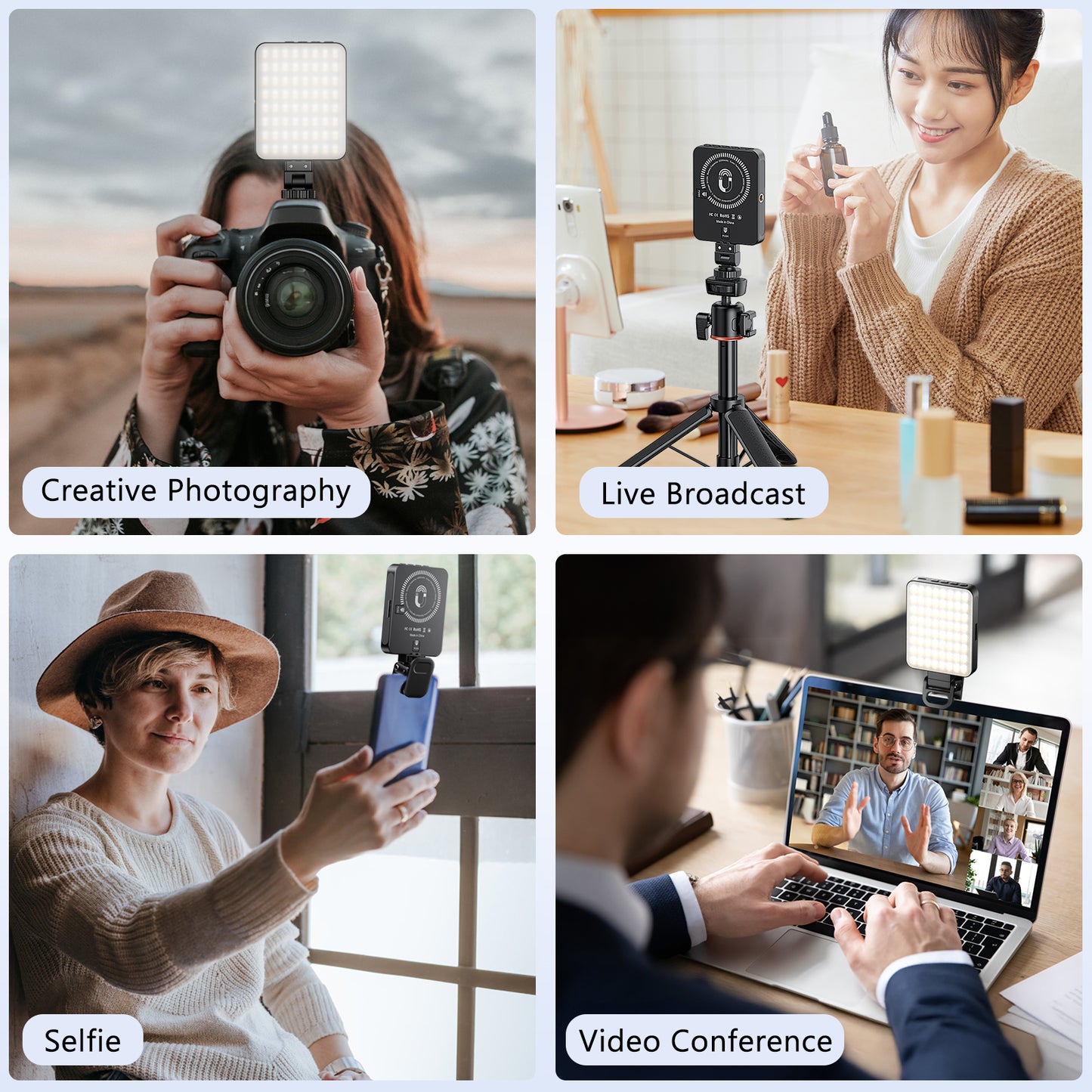 VRIG Magnetic Selfie Light, 128 LED Phone Light with Metal Cold Shoe & Clip, Rechargeable 360° 3 Color Modes Fill Light for Phone Android Camera iPad Laptop for Makeup TikTok Selfie Vlog