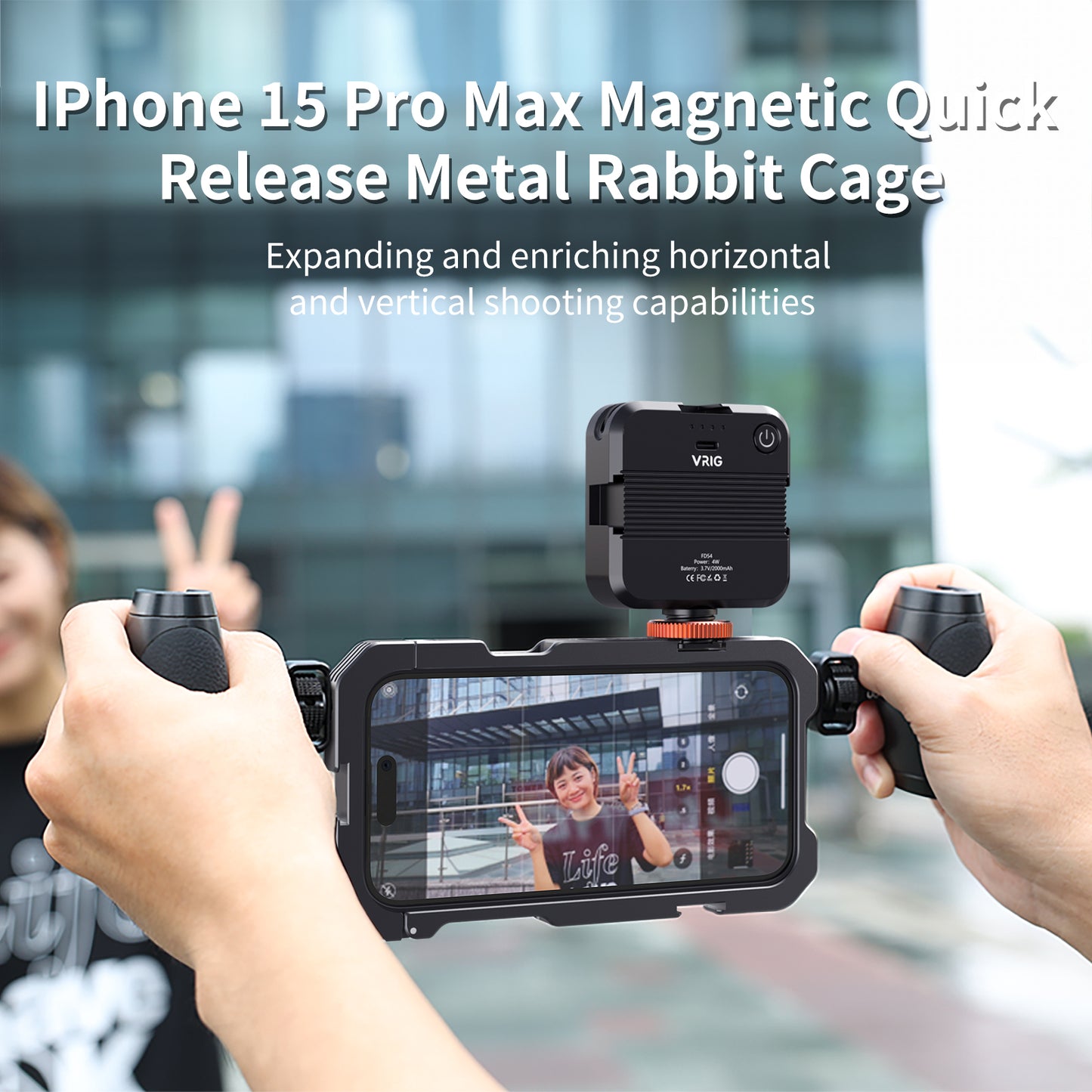 VRIG IPhone15 Promax All Metal Mobile Phone Rabbit cage Handheld Horizontal and Vertical Shooting Bracket stabilizer for Photography Professional Anti Shake Assistant Multifunctional Expansion Handle