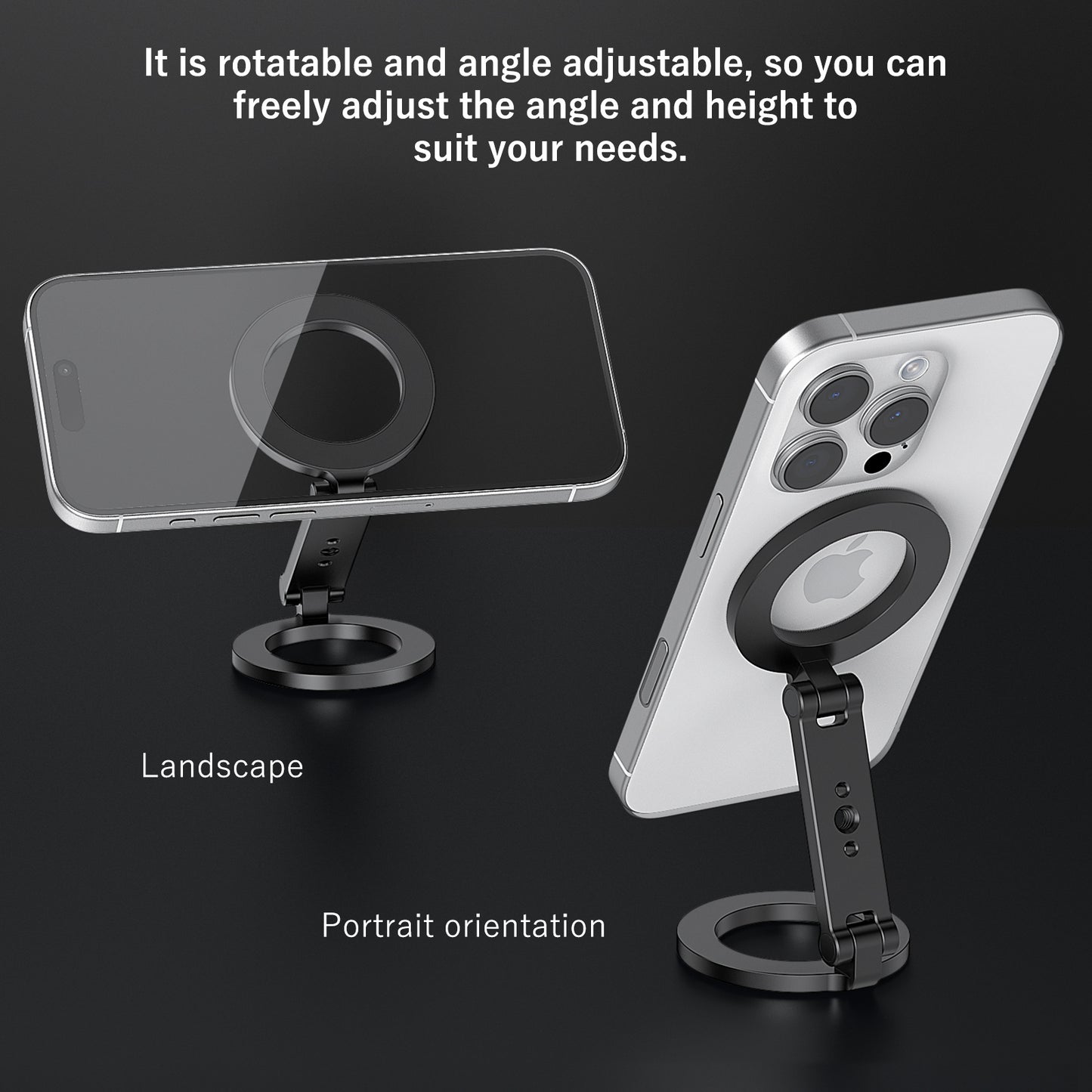 VRIG MG-26 Dual Magnetic Phone Holder Compatiable with Magnetic for iPhone 16 15 14 13 12 Pro Max Plus Series, 1/4" Screw Tripod Mount, Gym Magnetic Phone Stand Travel