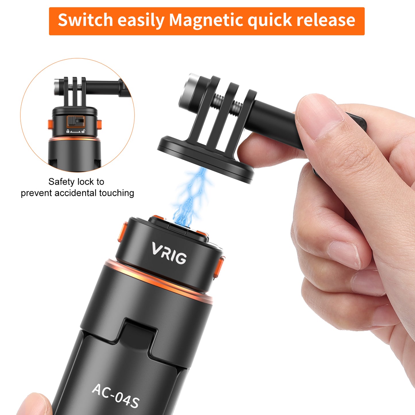 VRIG 63" Magnetic Selfie Stick Tripod for GoPro, Mini Quick Release Extendable Tripod Stand for for GoPro Hero 13 12 1110 9 8 7 6 5 4 3 2, Fusion, Max, Session, AKASO, SJCAM, DJI OSMO GoPro