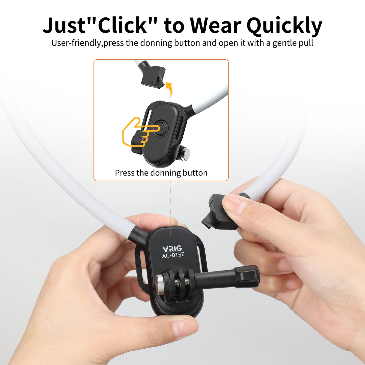VRIG AC-01 SE Necklace Mount,Free Variation, Horizontal Photography, Multi Angle Adjustable to Prevent Falling, Durability DJI OSMO Action 5 Pro/4/3 for Hero13/12/11for 360x4X3X2ONE RS Ace Pro
