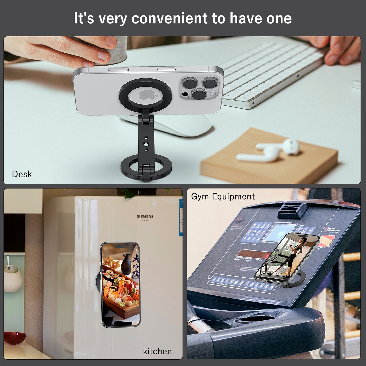 VRIG MG-26 Dual Magnetic Phone Holder Compatiable with Magnetic for iPhone 16 15 14 13 12 Pro Max Plus Series, 1/4" Screw Tripod Mount, Gym Magnetic Phone Stand Travel