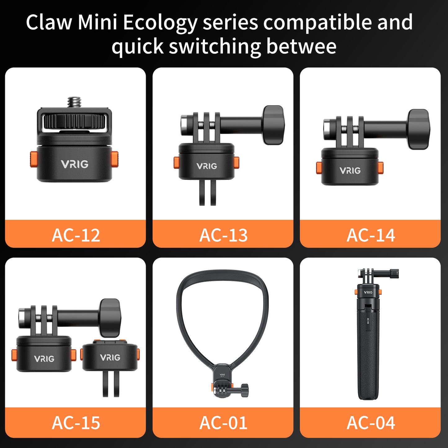 VRIG Claw Mini Quick Release Plate Tripod QR Camera Mount Adapter (1/4 Base)