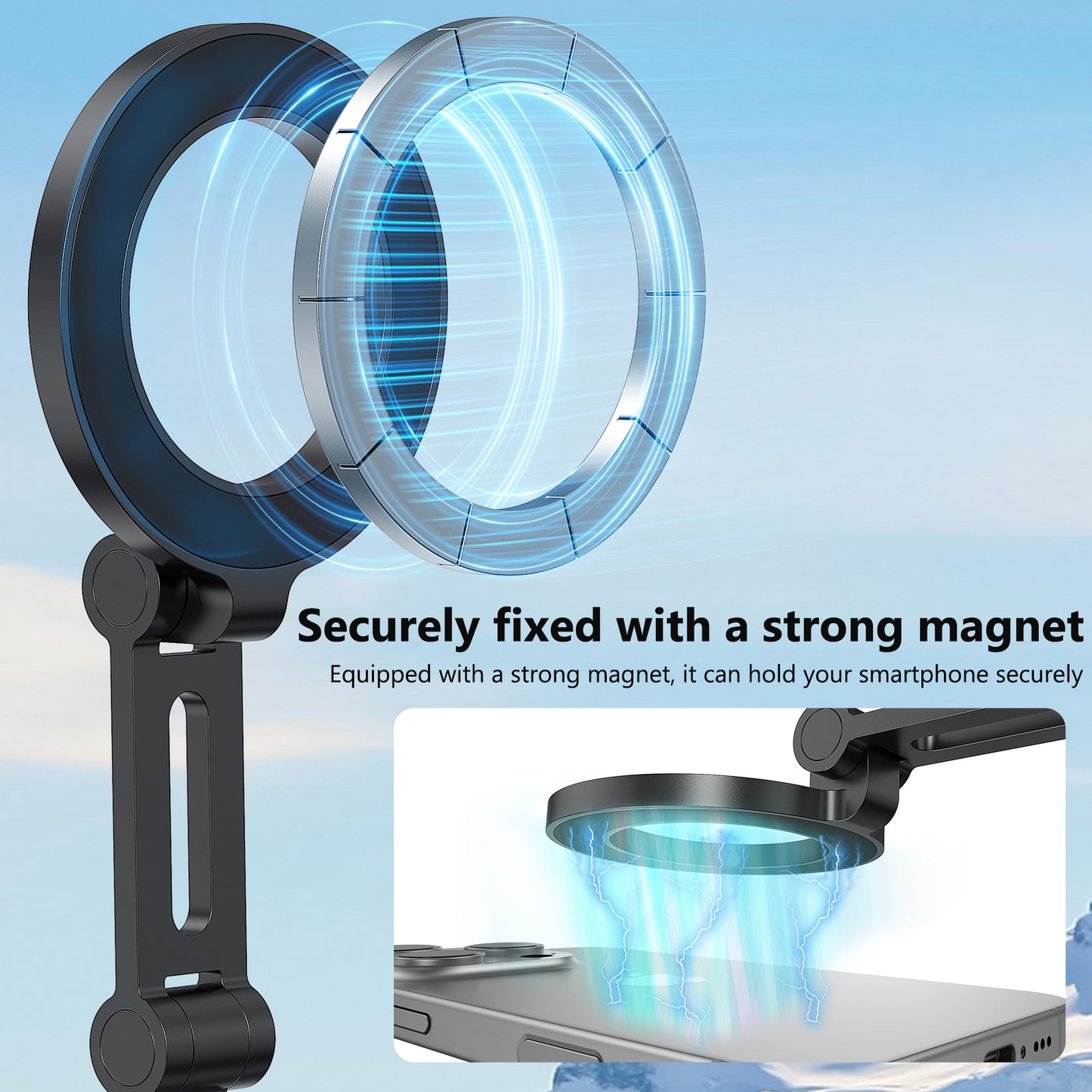 VRIG MG-27 Magnetic Phone Tripod Mount with Action Camera Adapter, Flexible iPhone Tripod Mount Compatible with 16/15/14/13/12 Series