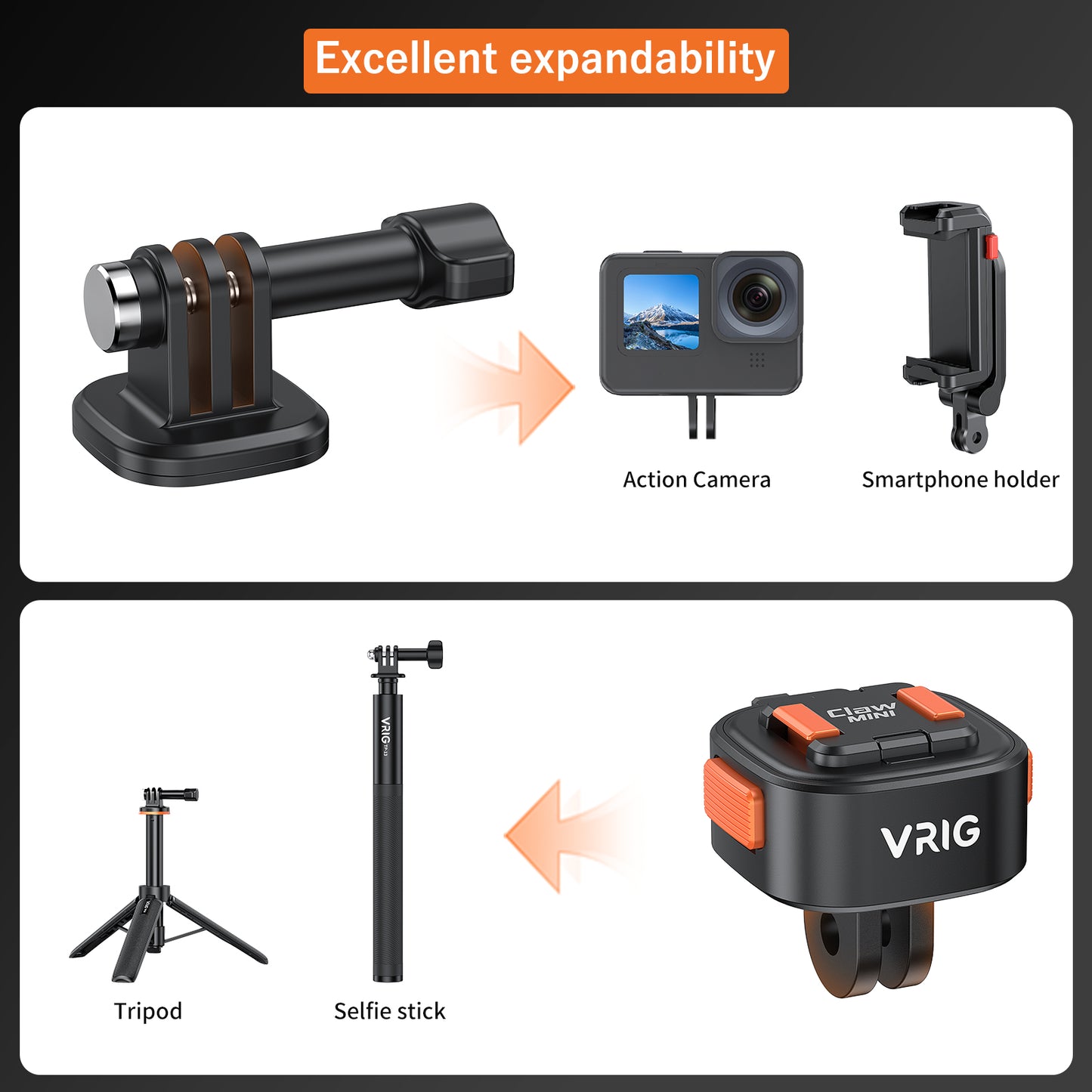 VRIG AC13 Quick Release Base Mount for GoPro, Magnetic Tripod Mount Adapter Compatible withGoPro Hero 13/12/11/10 Black, Akaso, Insta, DJI and More (Magnetic Accessories)