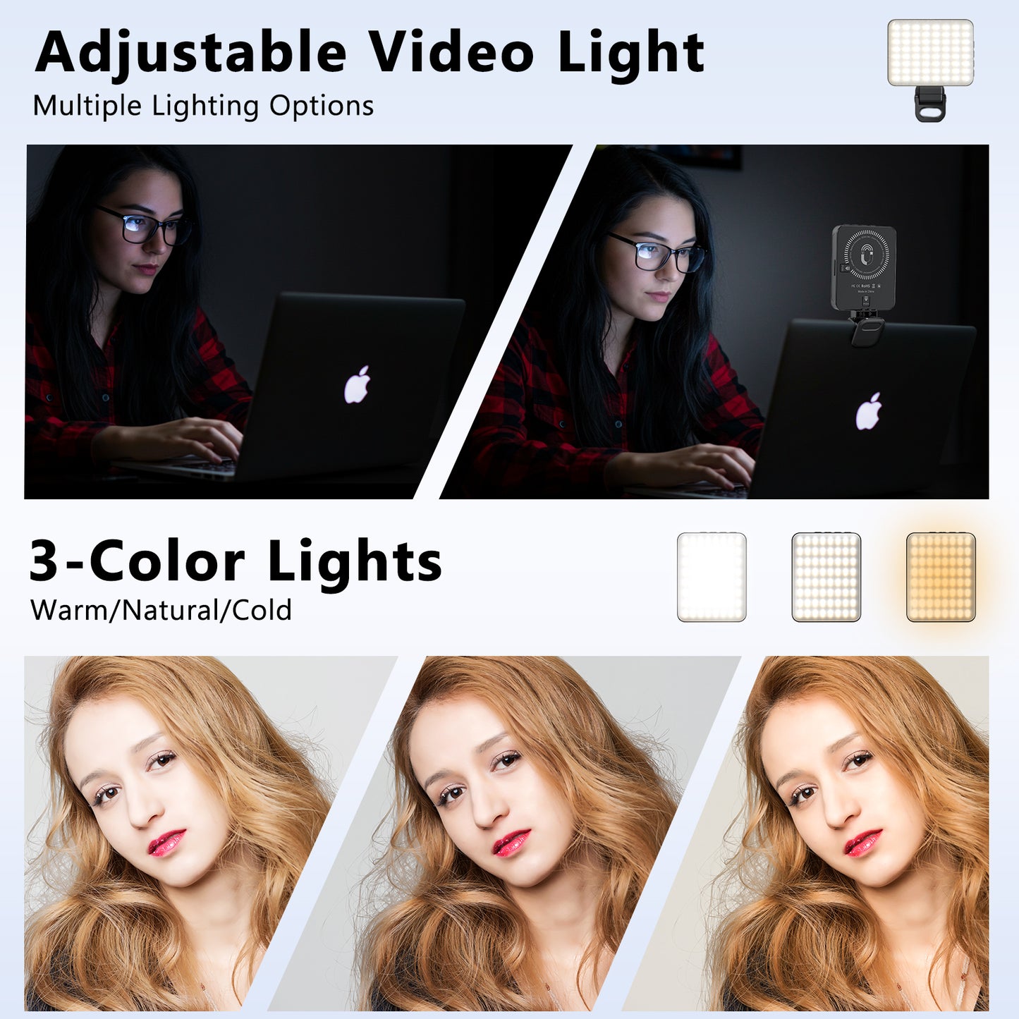 VRIG Magnetic Selfie Light, 128 LED Phone Light with Metal Cold Shoe & Clip, Rechargeable 360° 3 Color Modes Fill Light for Phone Android Camera iPad Laptop for Makeup TikTok Selfie Vlog