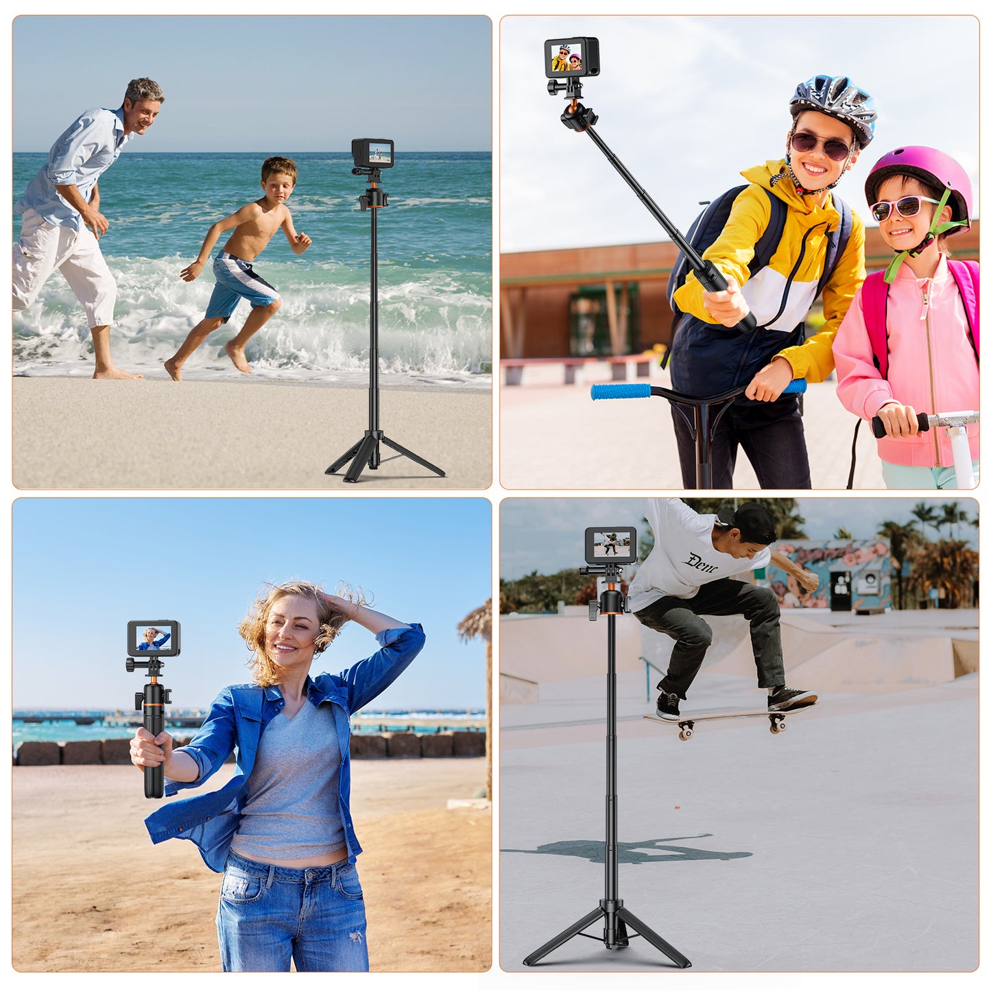 VRIG TP-08S Extension Mini Tripod for Action Camera,360° Ball Head,with Cold Shoe Mount