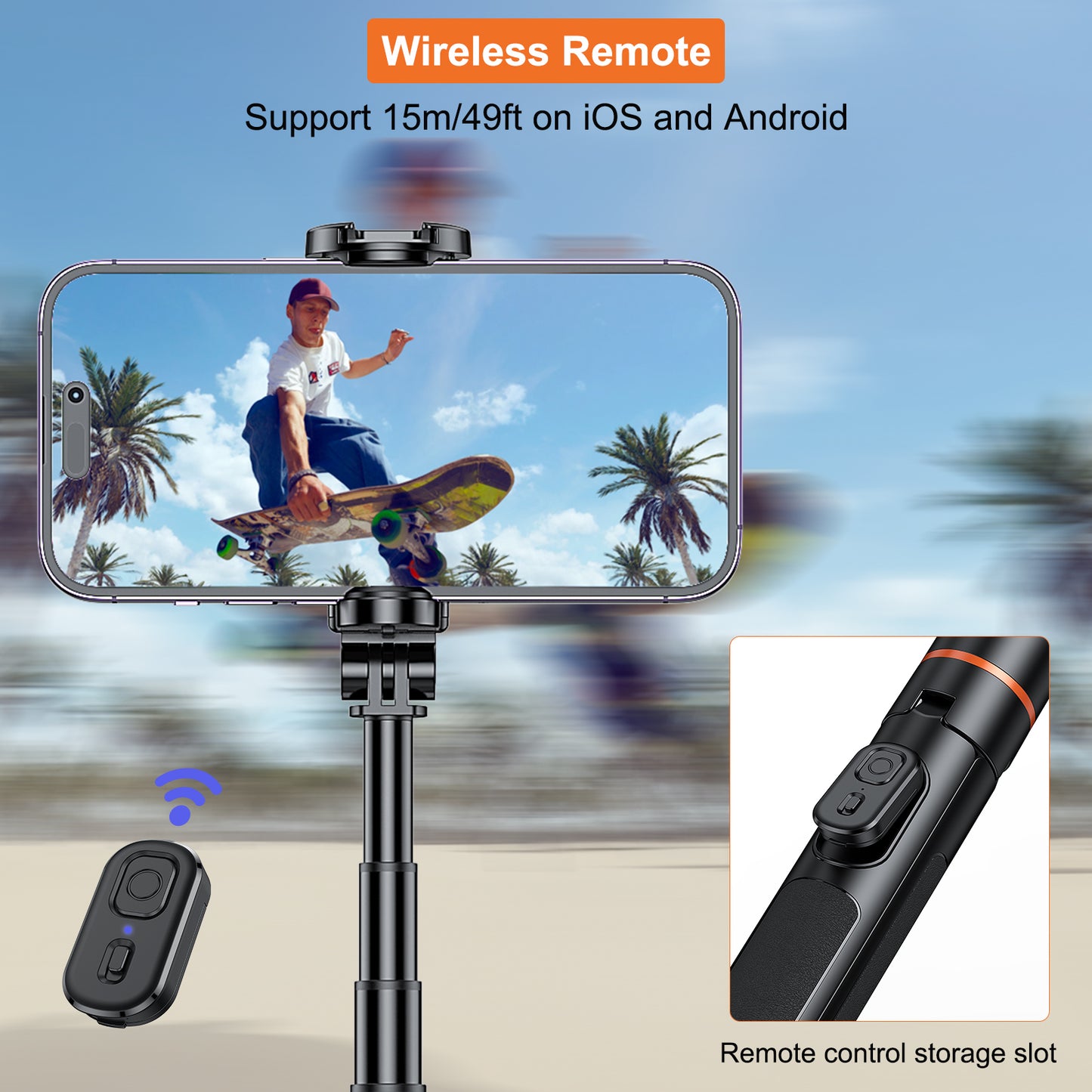 VRIG TP-20 63" Extendable Selfie Stick Tripod,All-in-1 Extendable Cell Phone Tripod Stand with Integrated Remote,Portable,Lightweight,Extendable Phone Tripod for iPhone/Android