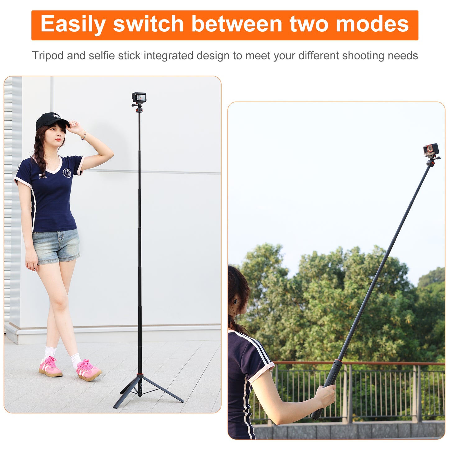 VRIG 63" Magnetic Selfie Stick Tripod for GoPro, Mini Quick Release Extendable Tripod Stand for for GoPro Hero 13 12 1110 9 8 7 6 5 4 3 2, Fusion, Max, Session, AKASO, SJCAM, DJI OSMO GoPro