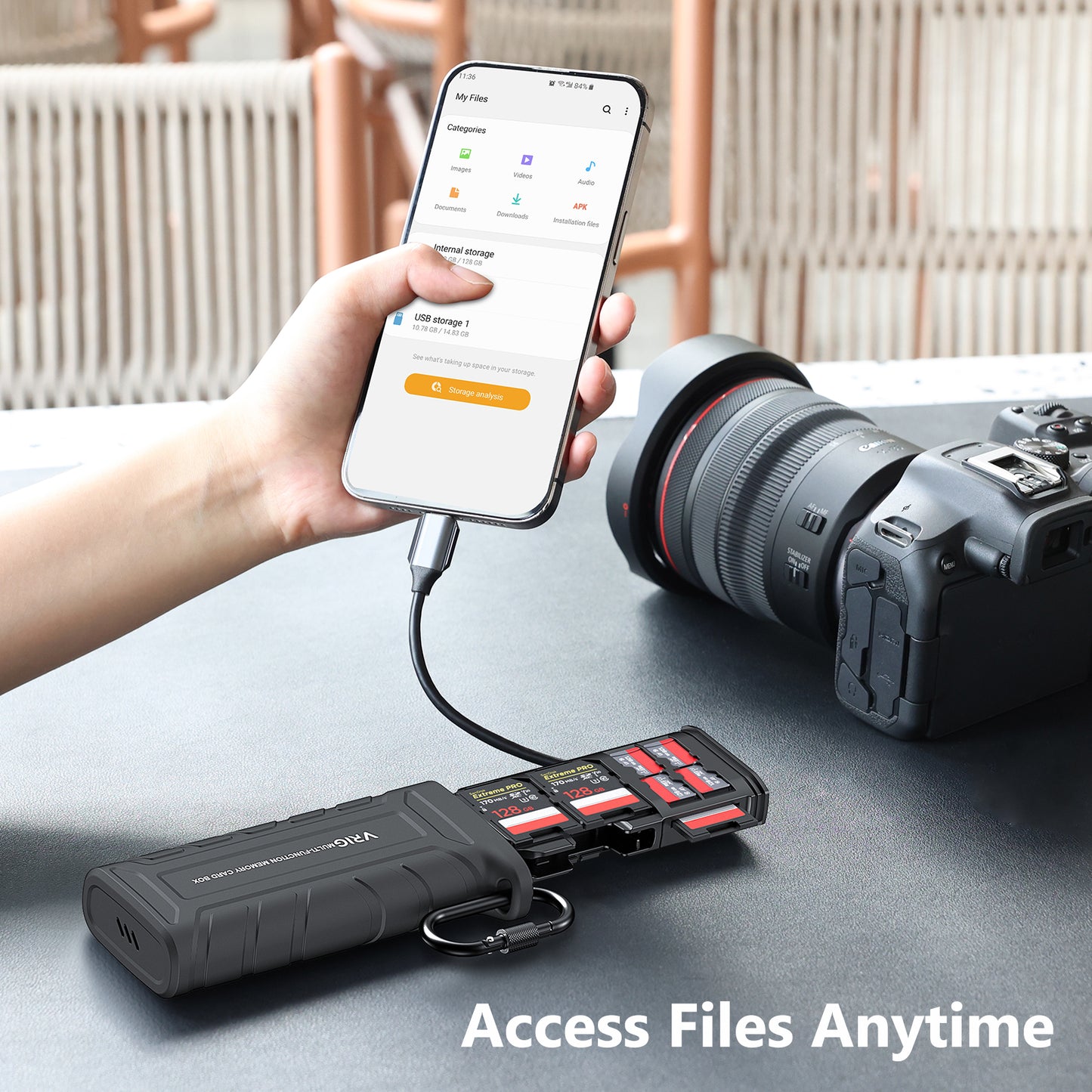 VRIG High-Speed SD Card Reader USB 3.1 Type-C SD/TF Card Carrying Case Holder for Cameras, Smartphones, Drones, Action Cameras