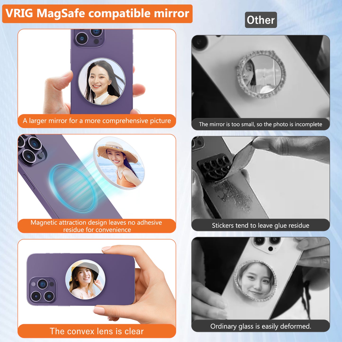 VRIG MG-20 2.2" Magnetic Selfie Mirror for Back Camera