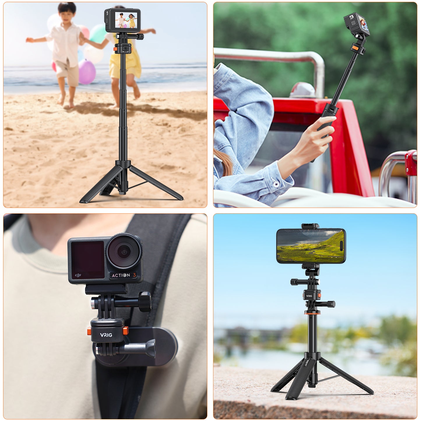 VRIG AC13 Quick Release Base Mount for GoPro, Magnetic Tripod Mount Adapter Compatible withGoPro Hero 13/12/11/10 Black, Akaso, Insta, DJI and More (Magnetic Accessories)