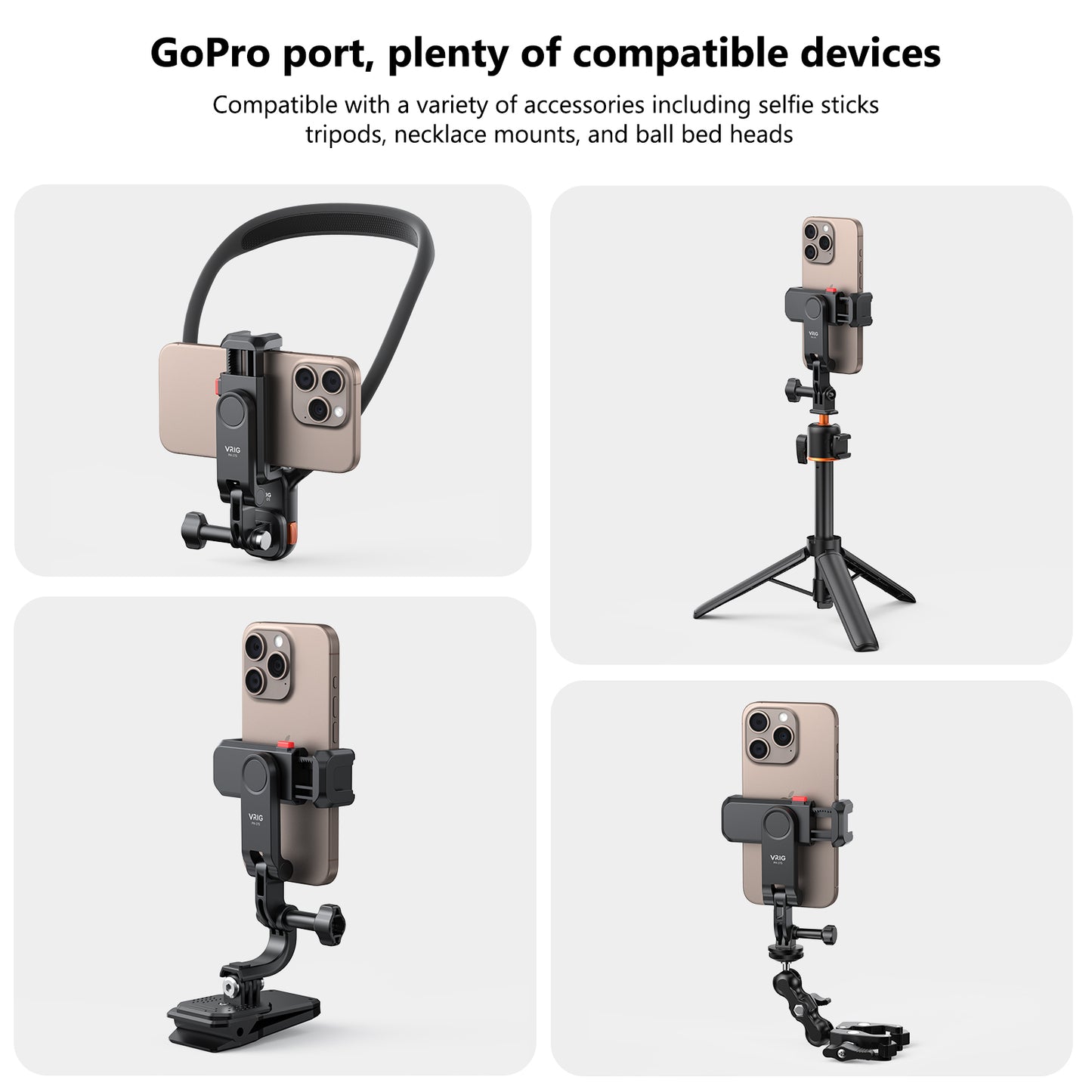 VRIG PH-17S Phone Tripod Mount, New Universal Smartphone Mount Adapte