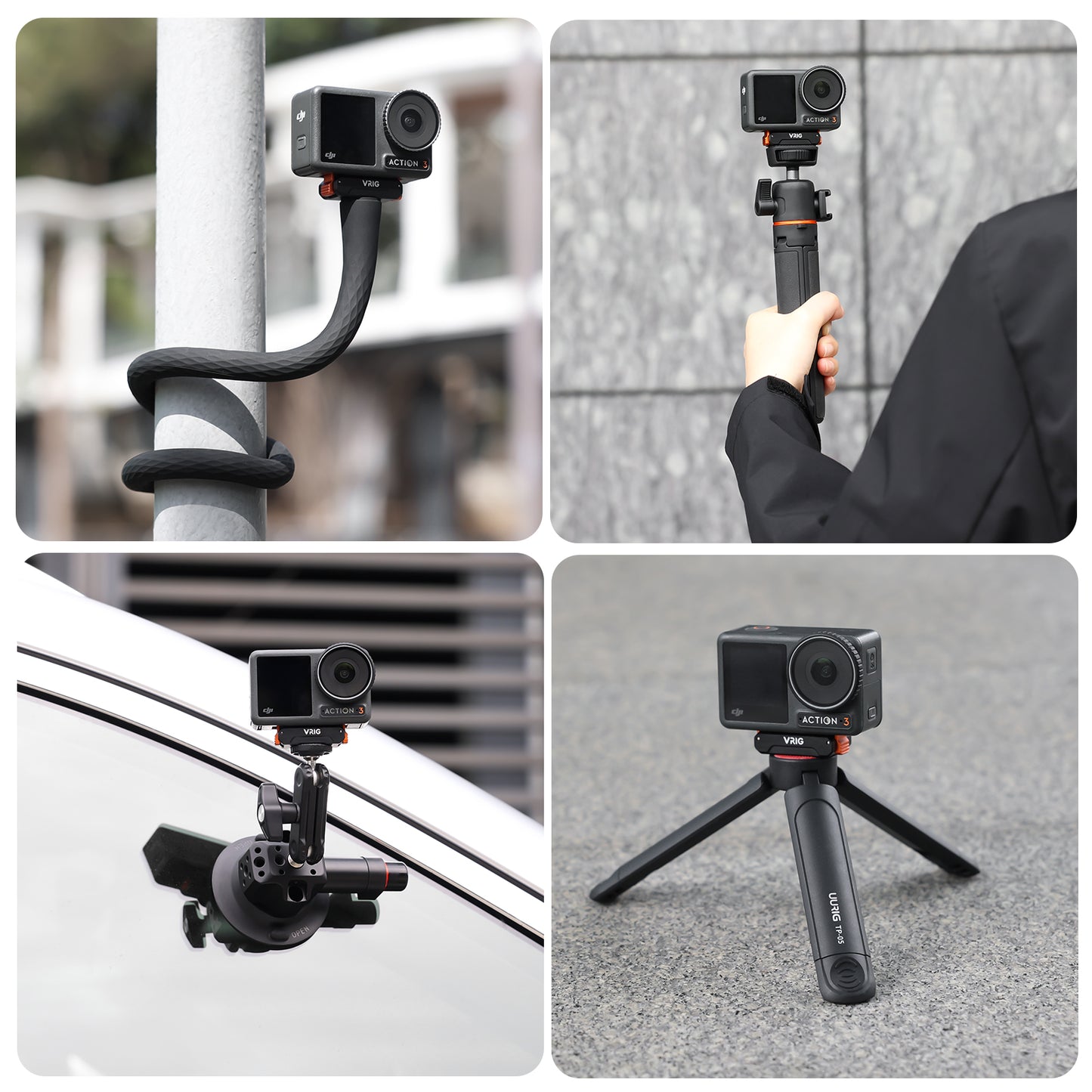 VRIG AC-32 Magnetic Quick Release Adapter Mount for DJI Osmo Action 5 Pro, with 1/4 Screw Hole/Adapter Connection, Aluminum Alloy Bracket Expansion for Osmo Action 4/Action 3 Accessories