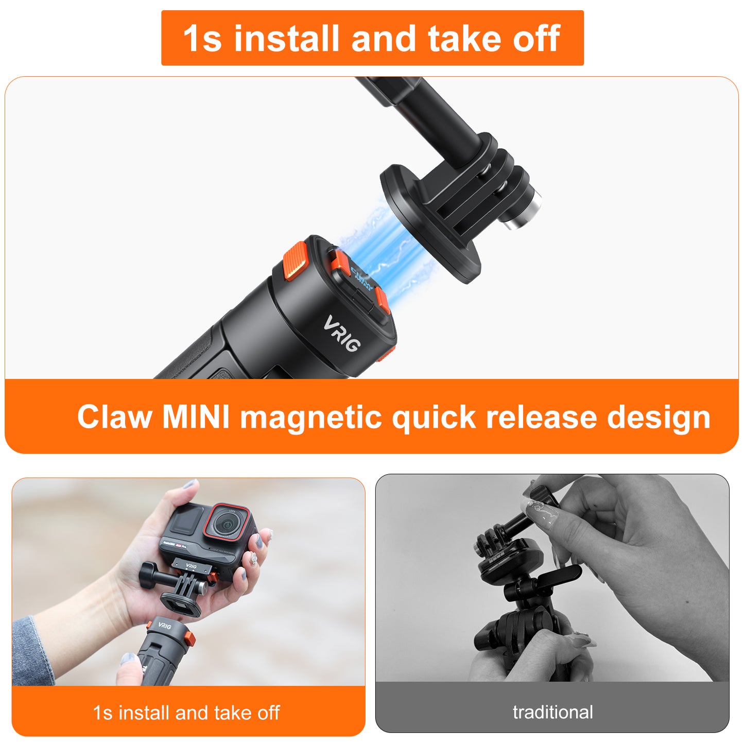 VRIG AC-04 extension selfie stick Tripod for Gopro