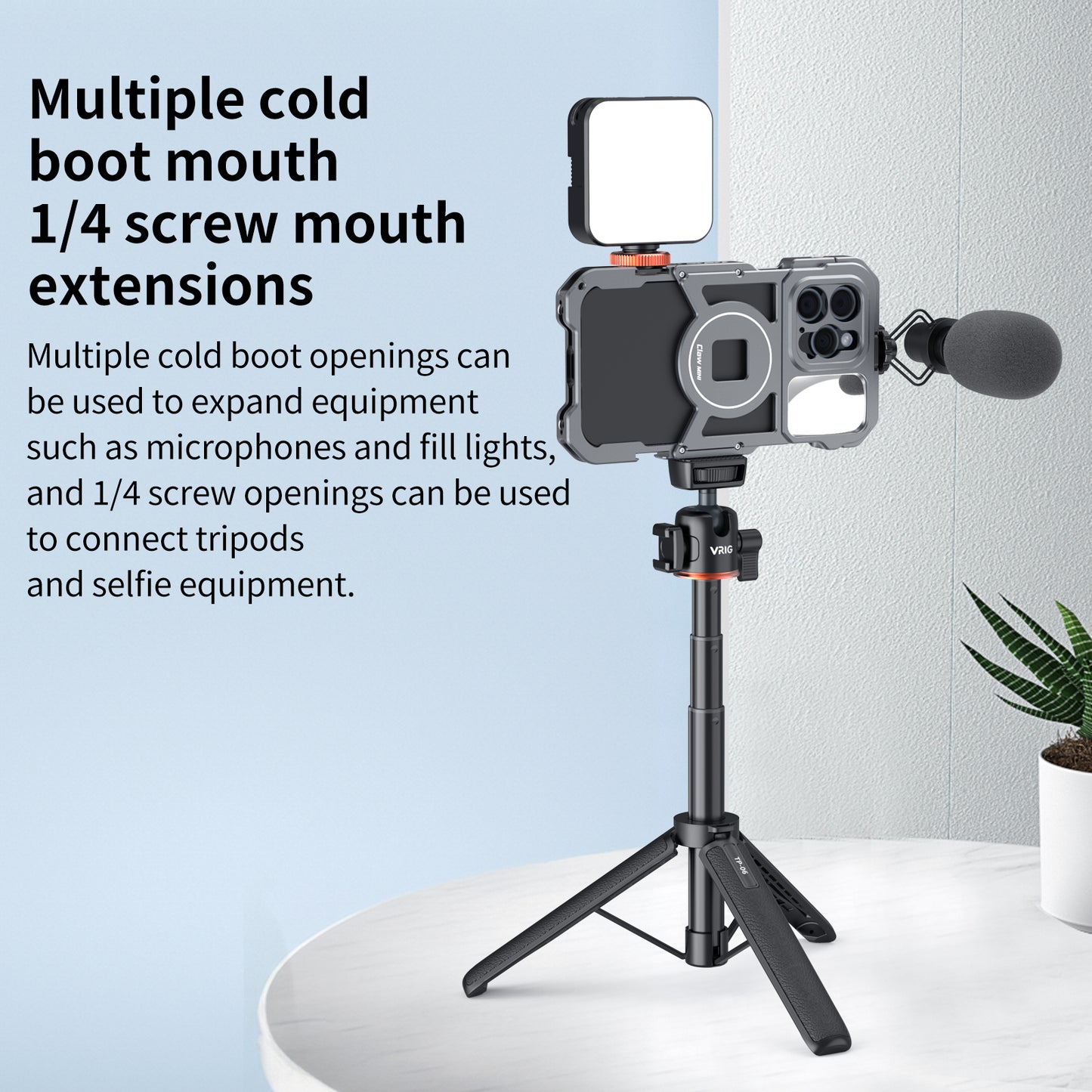 VRIG IPhone15 Promax All Metal Mobile Phone Rabbit cage Handheld Horizontal and Vertical Shooting Bracket stabilizer for Photography Professional Anti Shake Assistant Multifunctional Expansion Handle