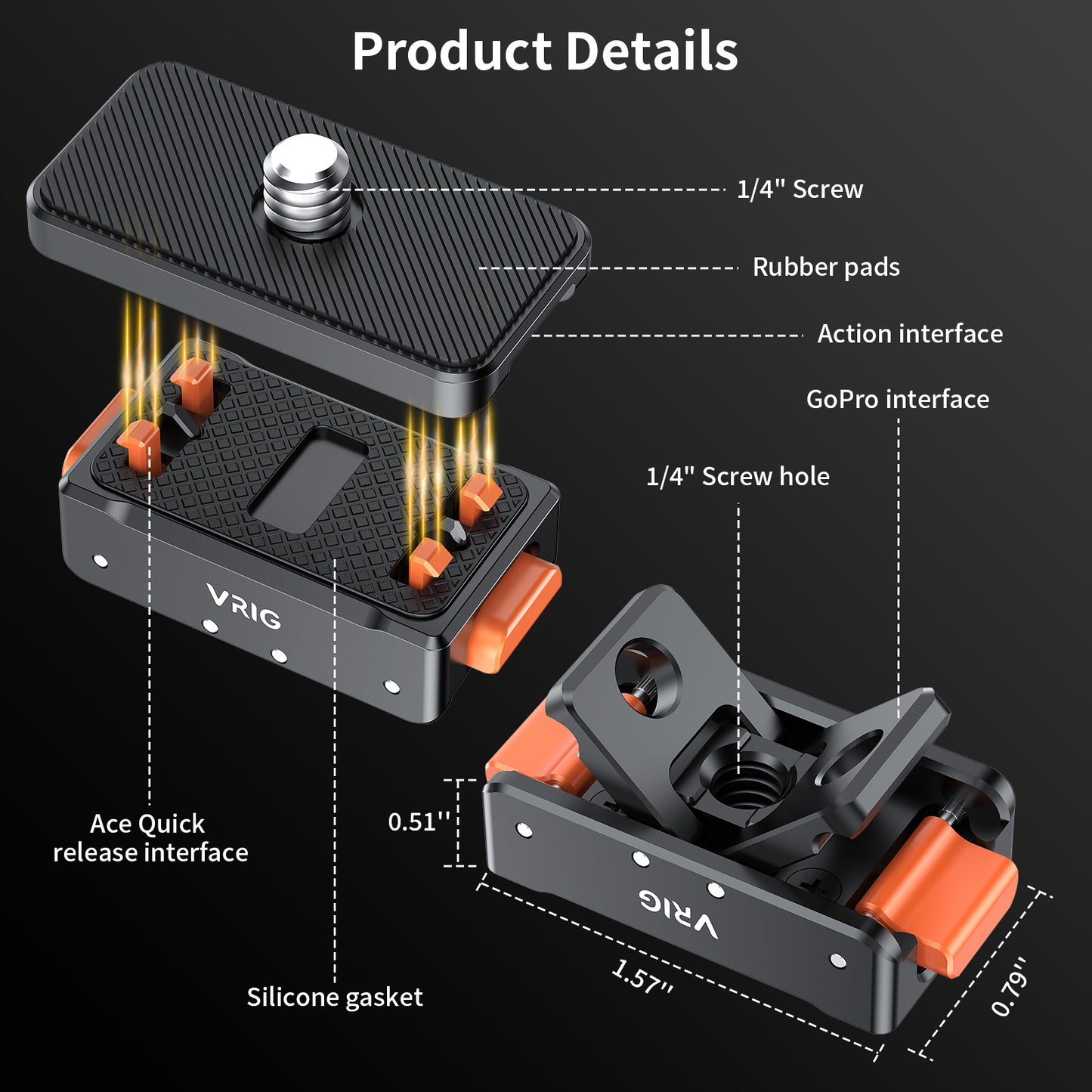 VRIG Magnetic Metal Quick Release Mount for Insta360 ACE PRO/ACE/X3/X4