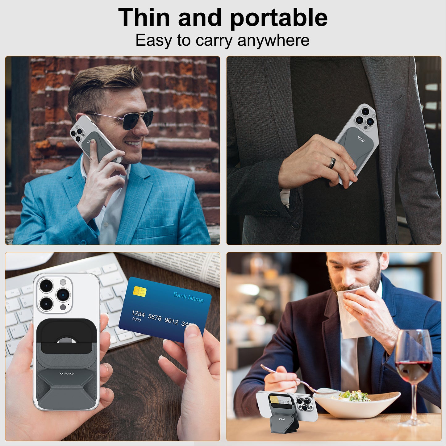 VRIG Mobile phone card case Magnet mobile phone holder card storage