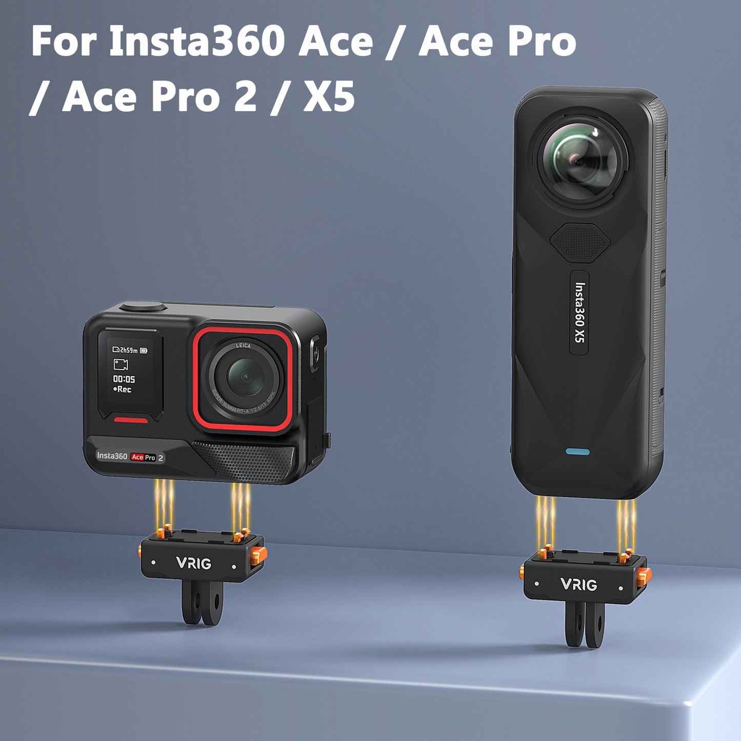VRIG AC-43 Magnetic Quick Release Mount for Insta 360 Ace/Ace Pro 2/ X5/ X4 Air, Quick & Convenient, 2-Prong Camera Mount for Tripod, Neck Mounts, for POV/VLOG