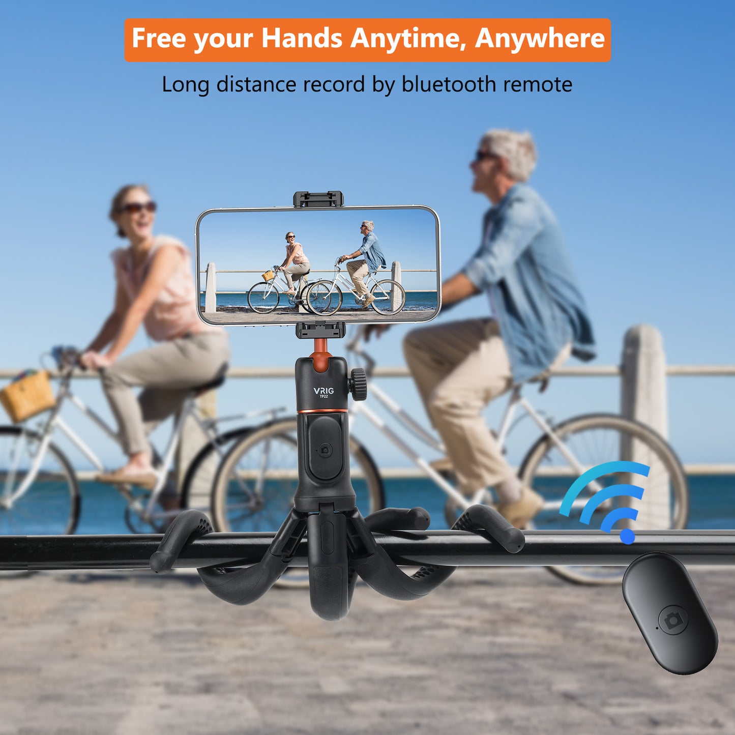 VRIG tp-22 Flexible Tripod with Remote, Camera Tripod Stand with Hidden Phone Holder