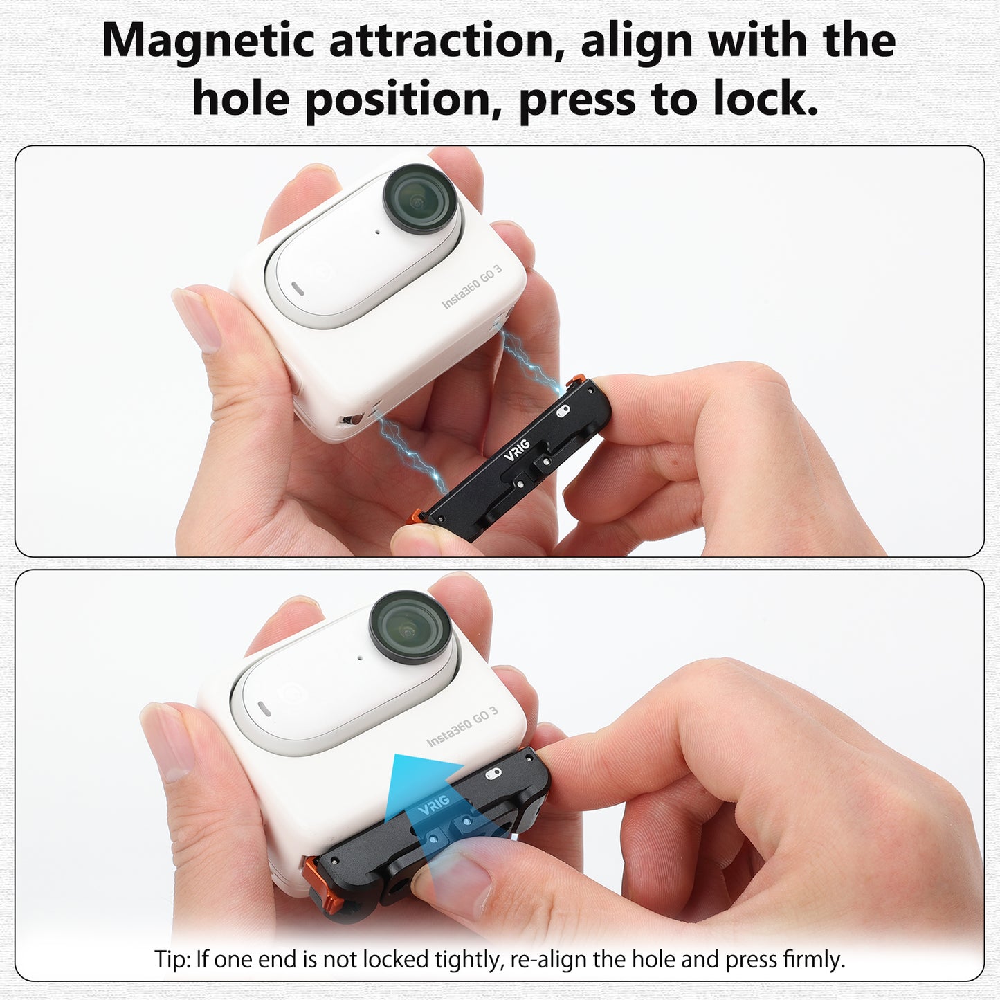 VRIG AC-39 Magnetic Quick Release Mount with Charging Port for Insta 360 GO 3 / GO 3S