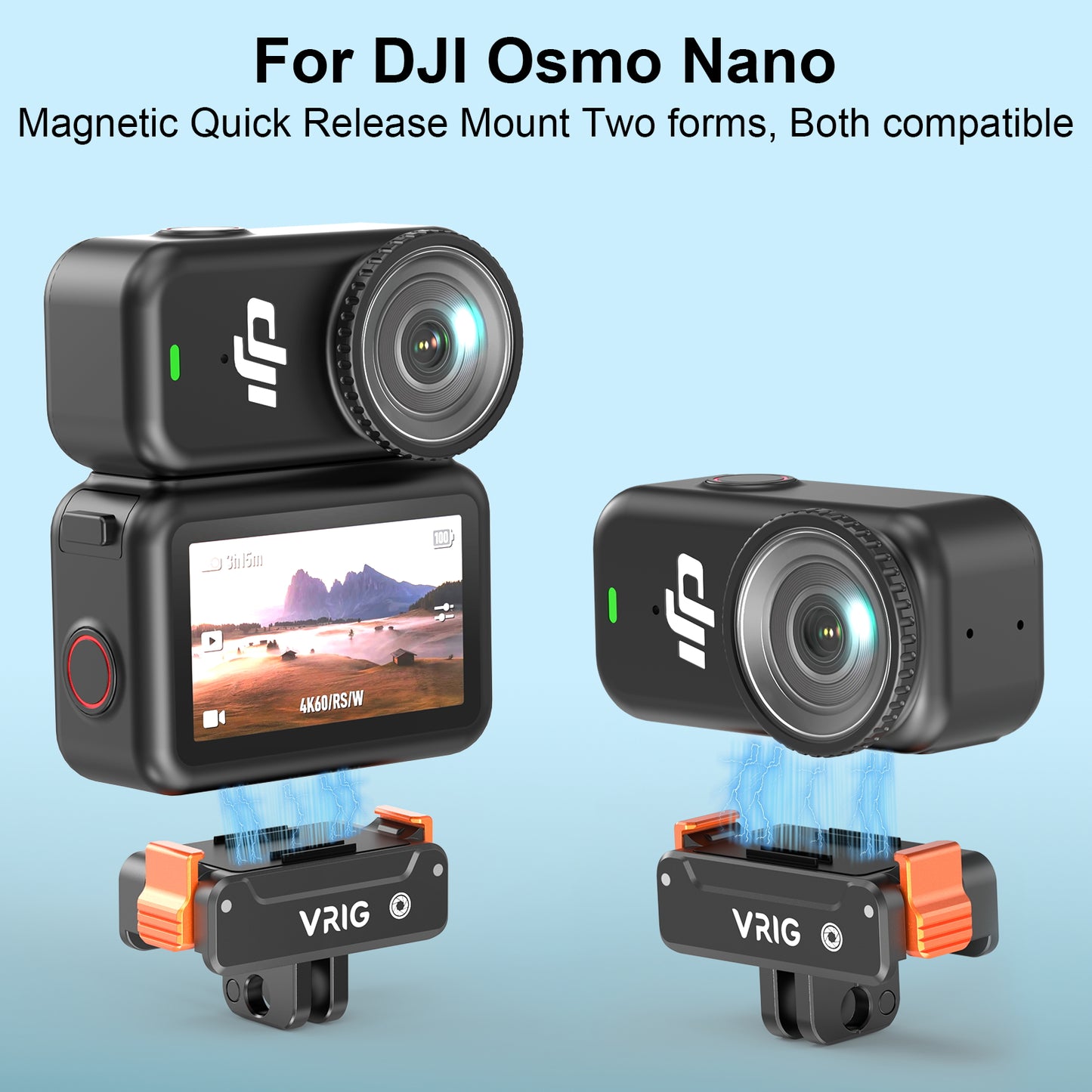 VRIG AC-65 Magnetic Quick-Release Adapter Mount for DJI Osmo Nano/Action 6