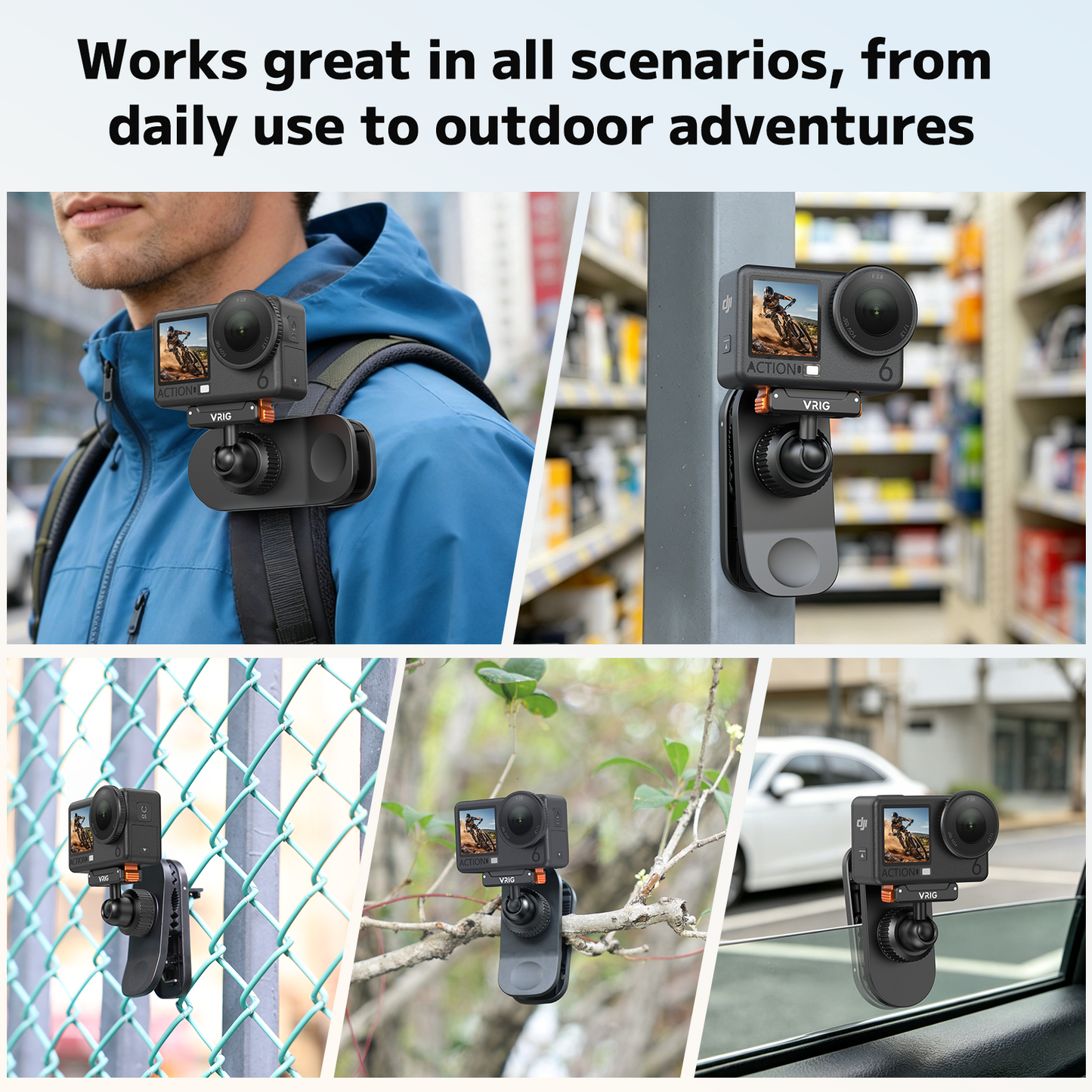 VRIG AC-99 Magnetic Backpack Mount for DJI Osmo Action 6/5/4/3,Osmo 360,Osmo Nano