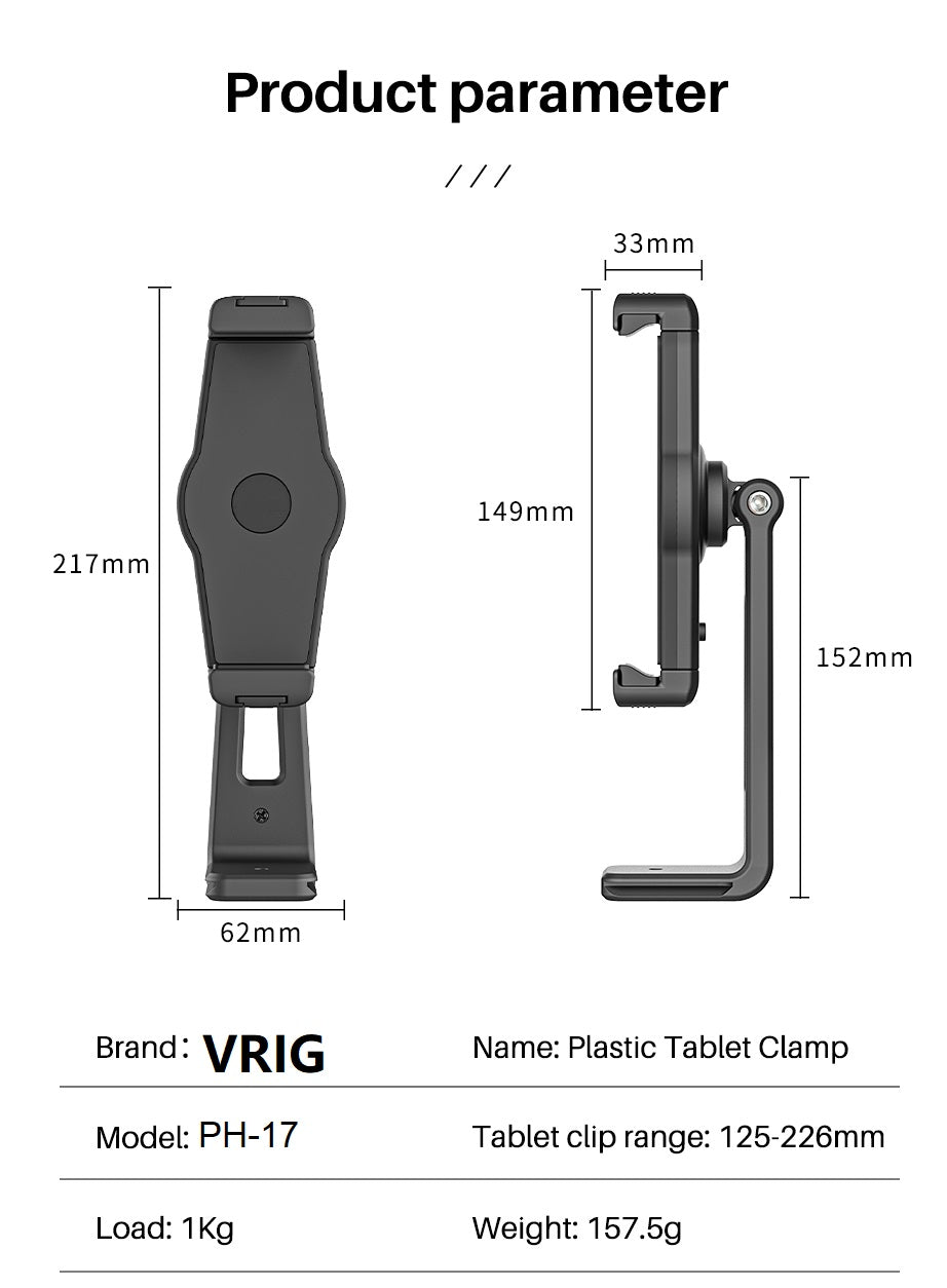 Vrig PH-17 cold shoe tablet tripod mount