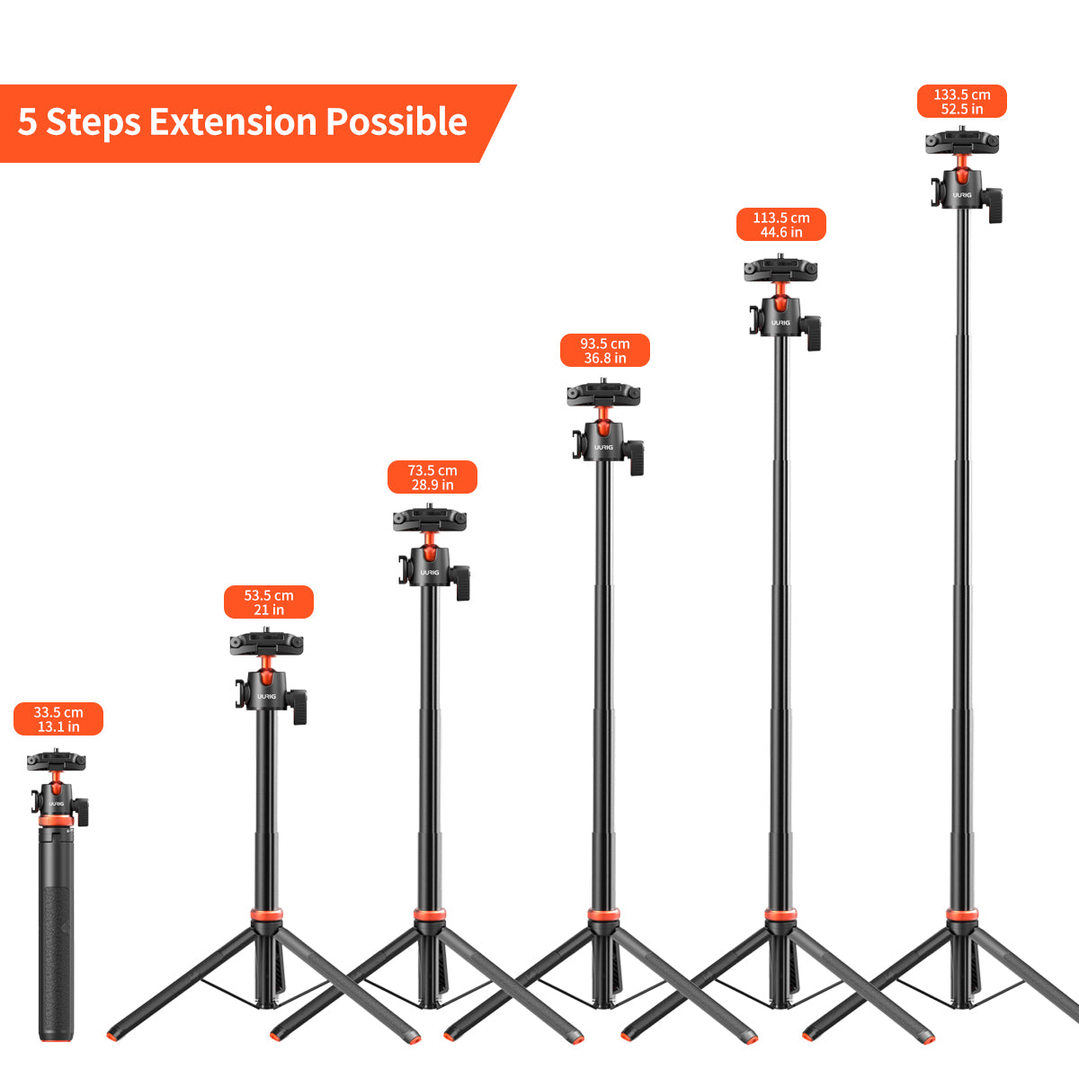 UURIG TP-02 52" 130CM Extendable camera Tripod with 1/4