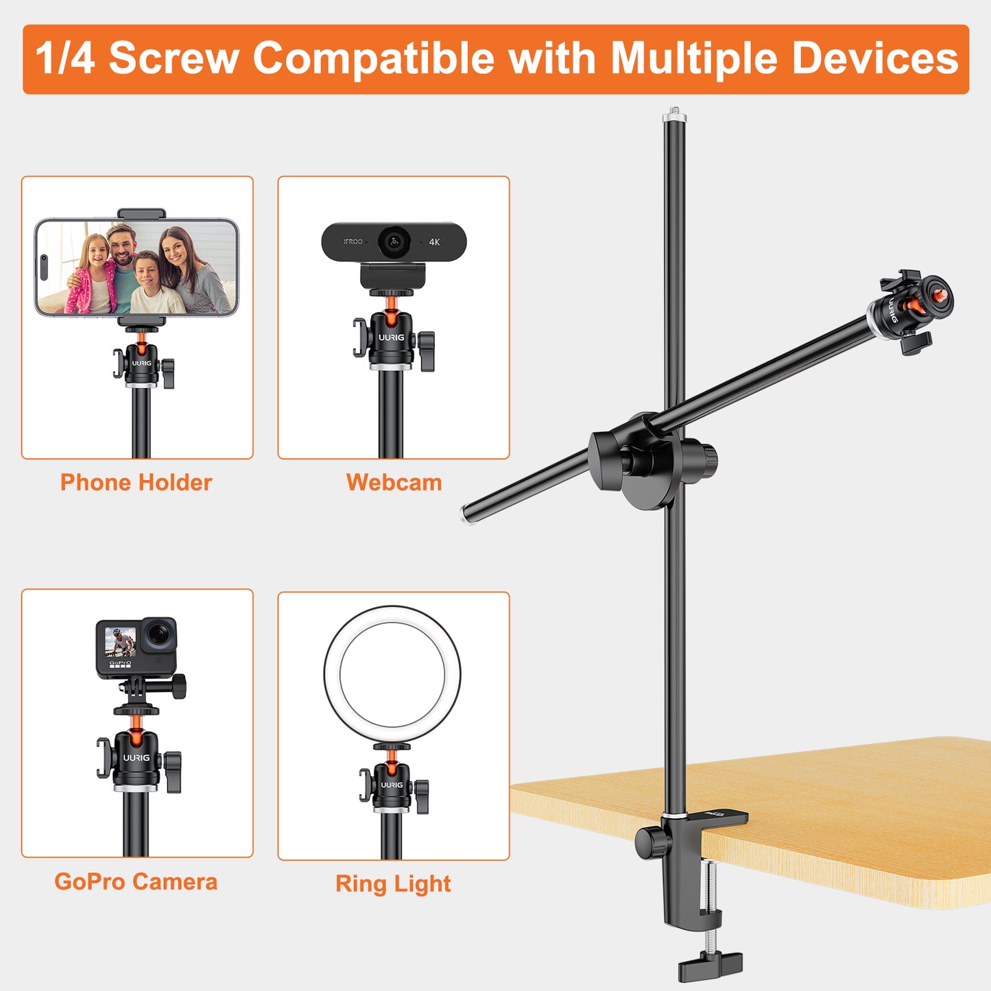 UURig BH-11 Phone Photography overhead Video Bracket Stand