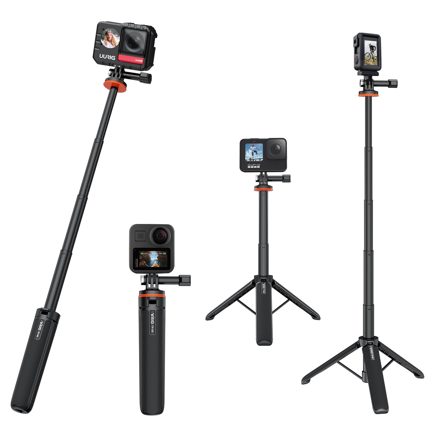 VRIG TP-08 20" 51cm Extendable Selfie Stick Tripod for action camera