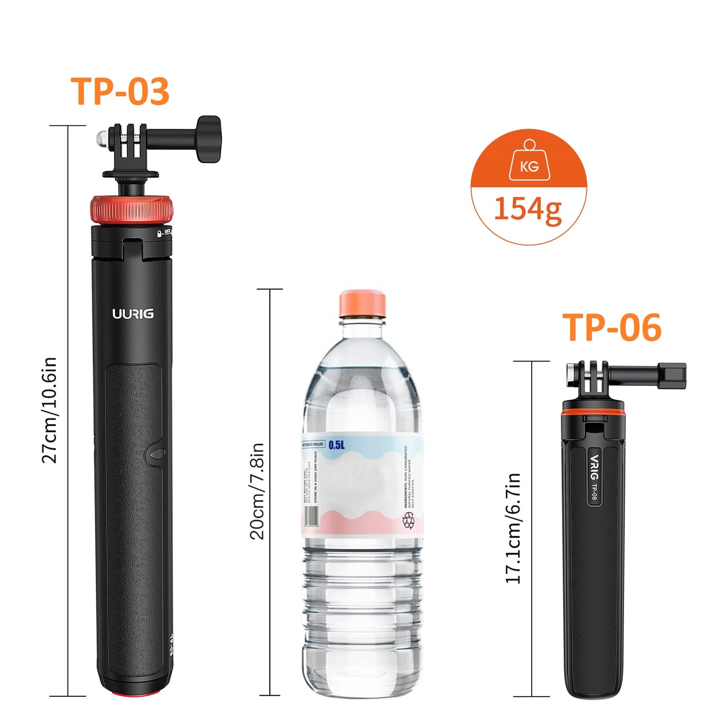 VRIG TP-08 20" 51cm Extendable Selfie Stick Tripod for action camera