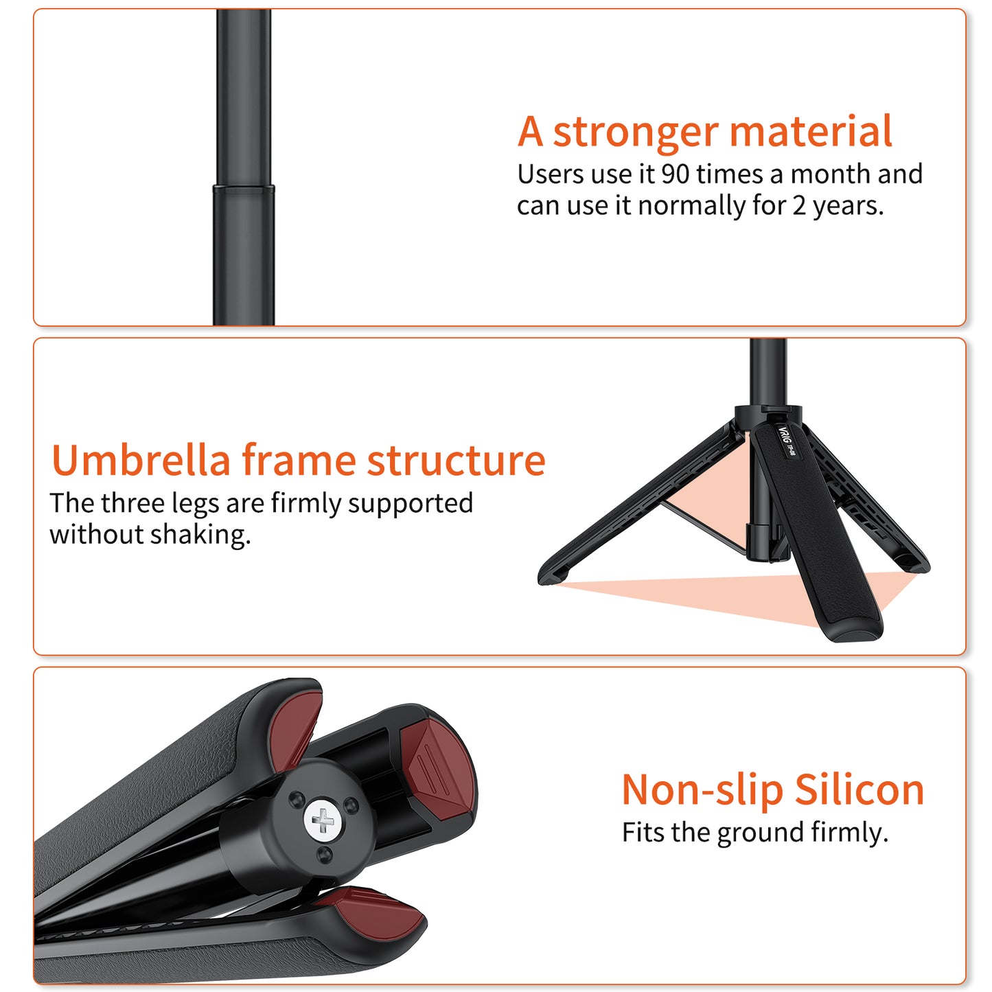 VRIG TP-08 20" 51cm Extendable Selfie Stick Tripod for action camera