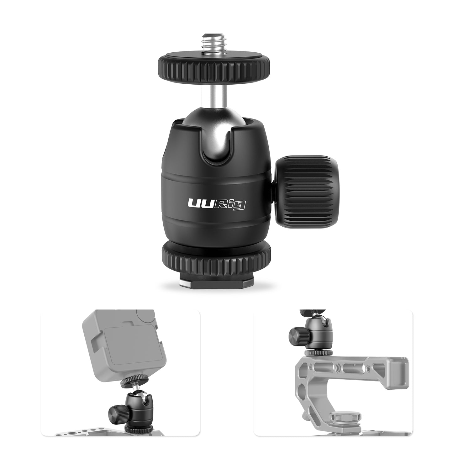 UURIG BH-13 3 way metal ballhead with cold shoe