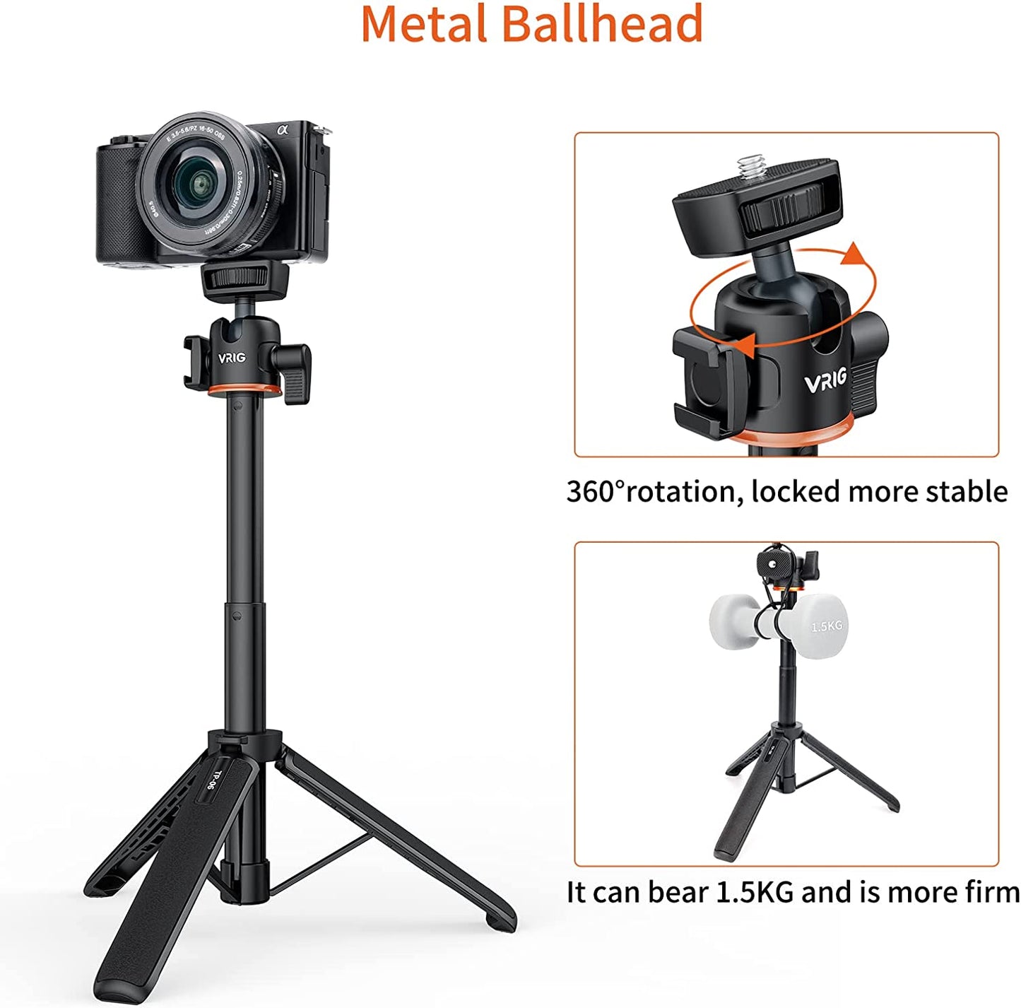 Vrig TP-06 55cm Mini Vlogging tripod with1/4"