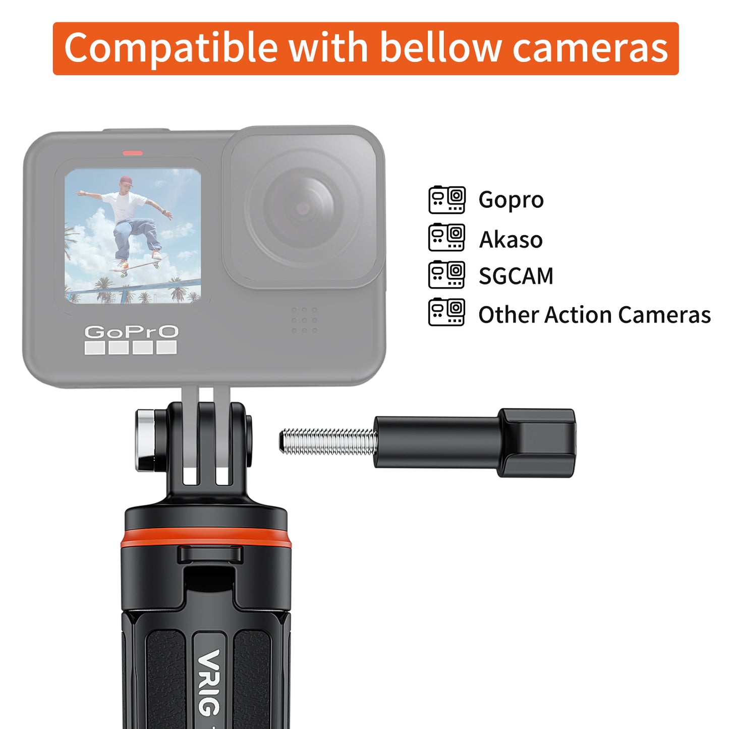 VRIG TP-08 20" 51cm Extendable Selfie Stick Tripod for action camera