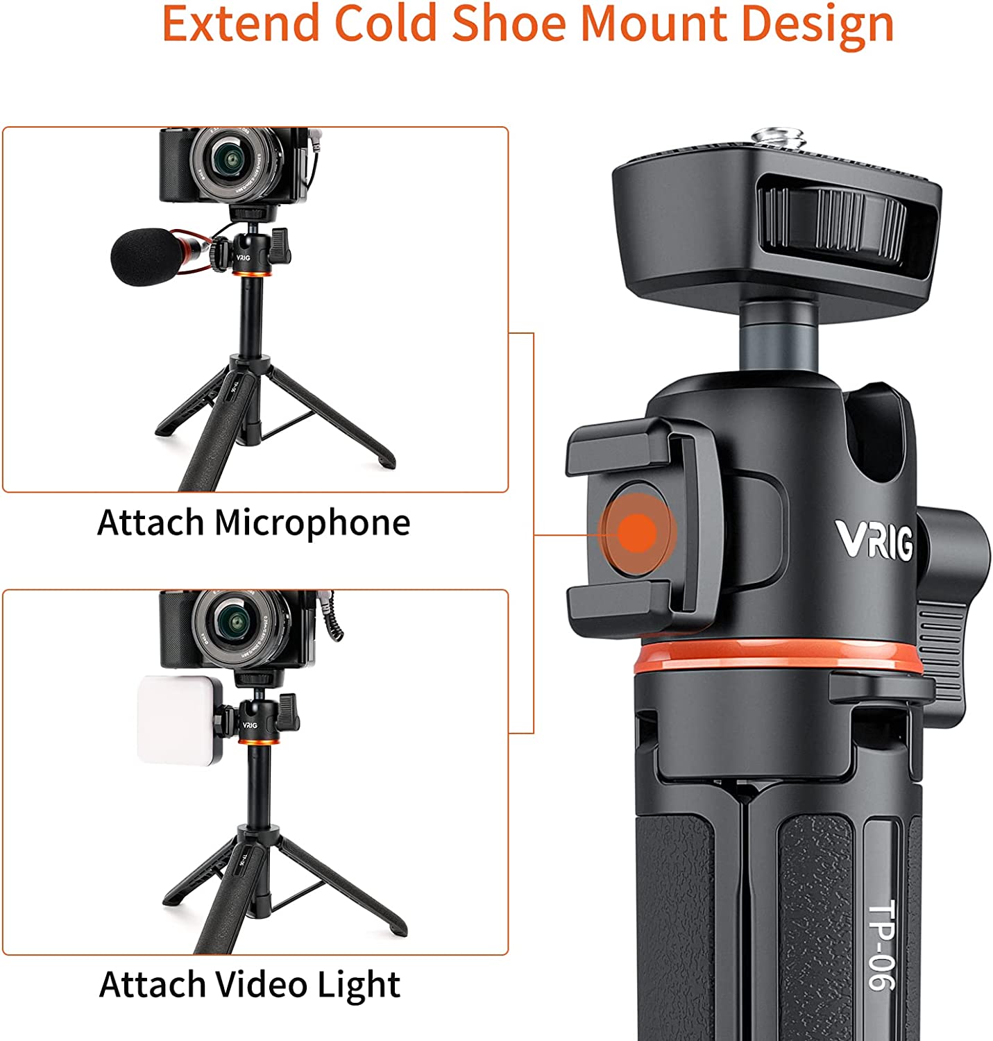 Vrig TP-06 55cm Mini Vlogging tripod with1/4"