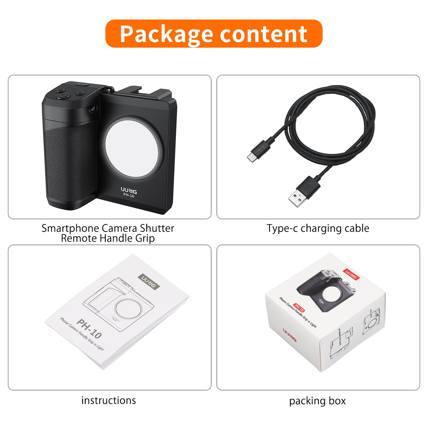 UURIG PH-10 Smartphone Camera Shutter Remote Handle Grip with LED light