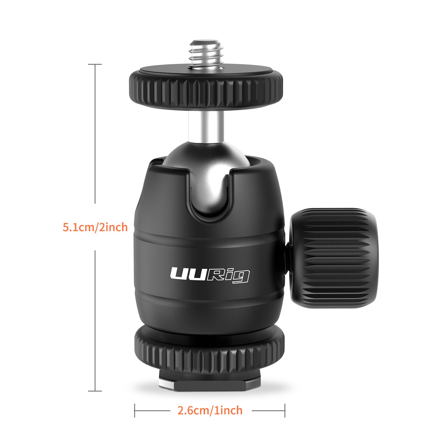 UURIG BH-13 3 way metal ballhead with cold shoe