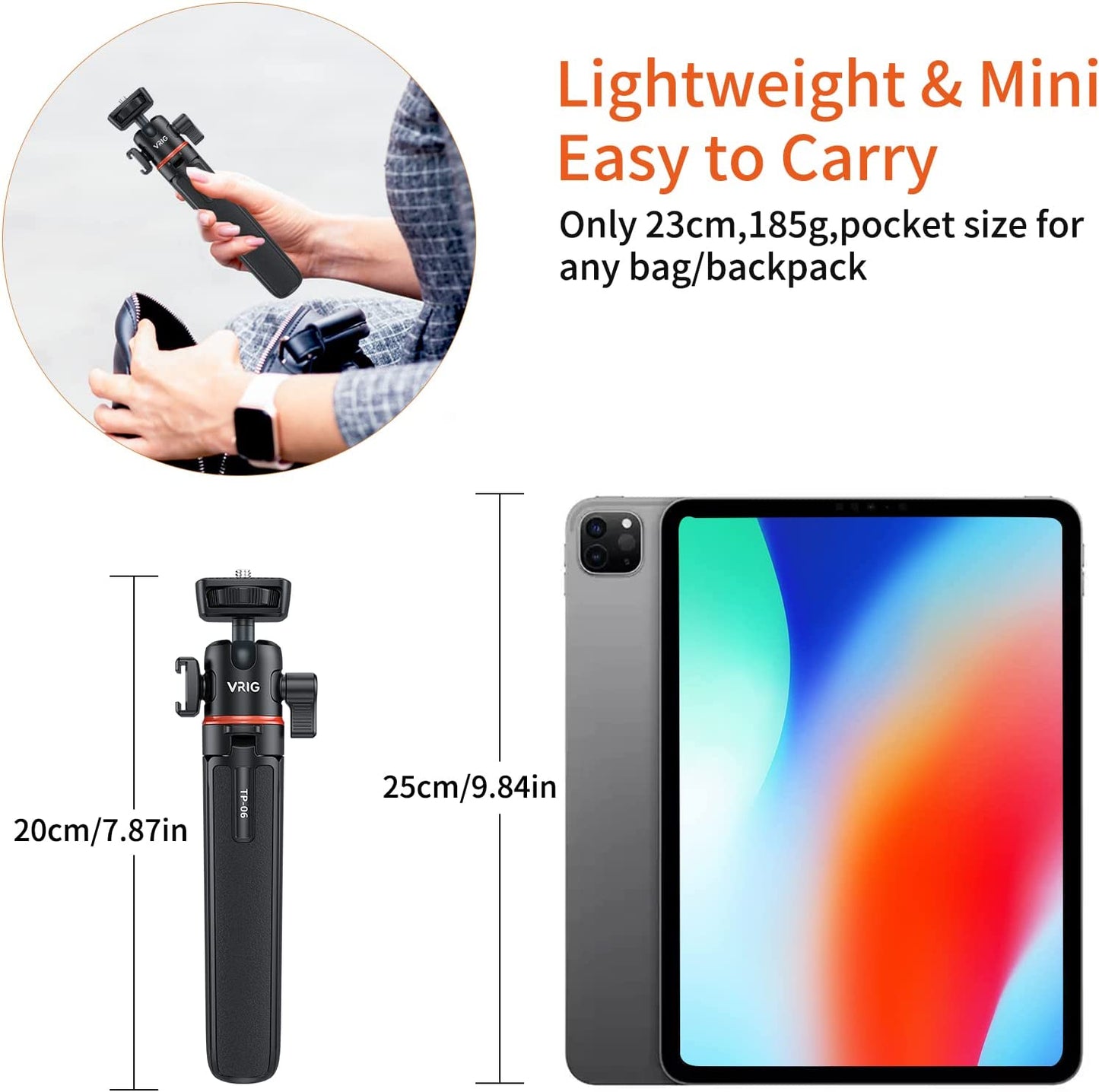 Vrig TP-06 55cm Mini Vlogging tripod with1/4"